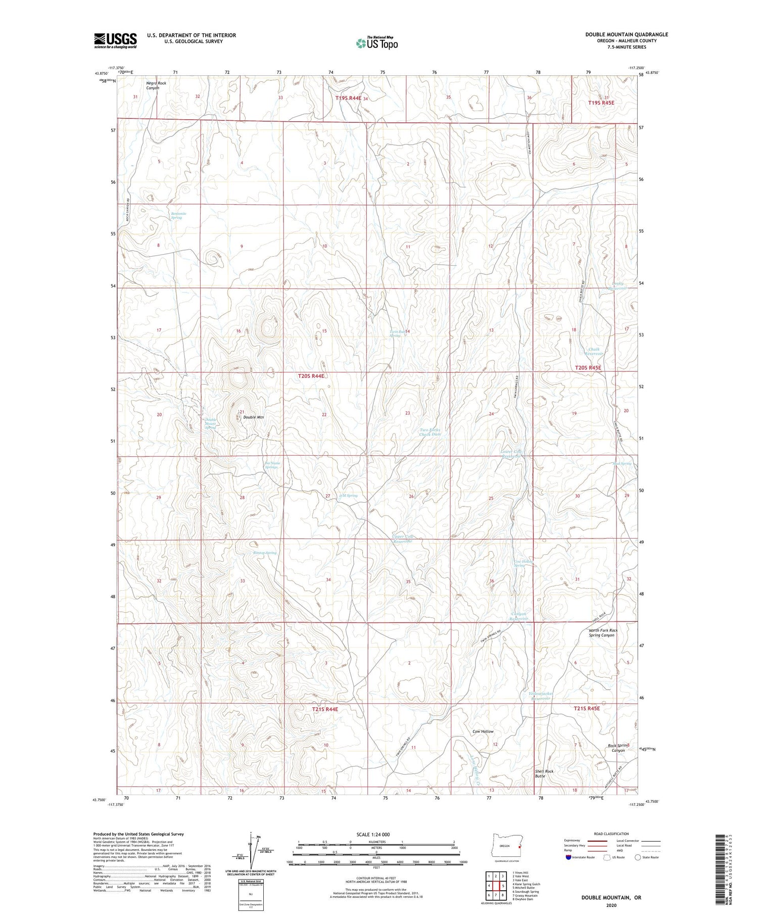 Double Mountain Oregon US Topo Map Image