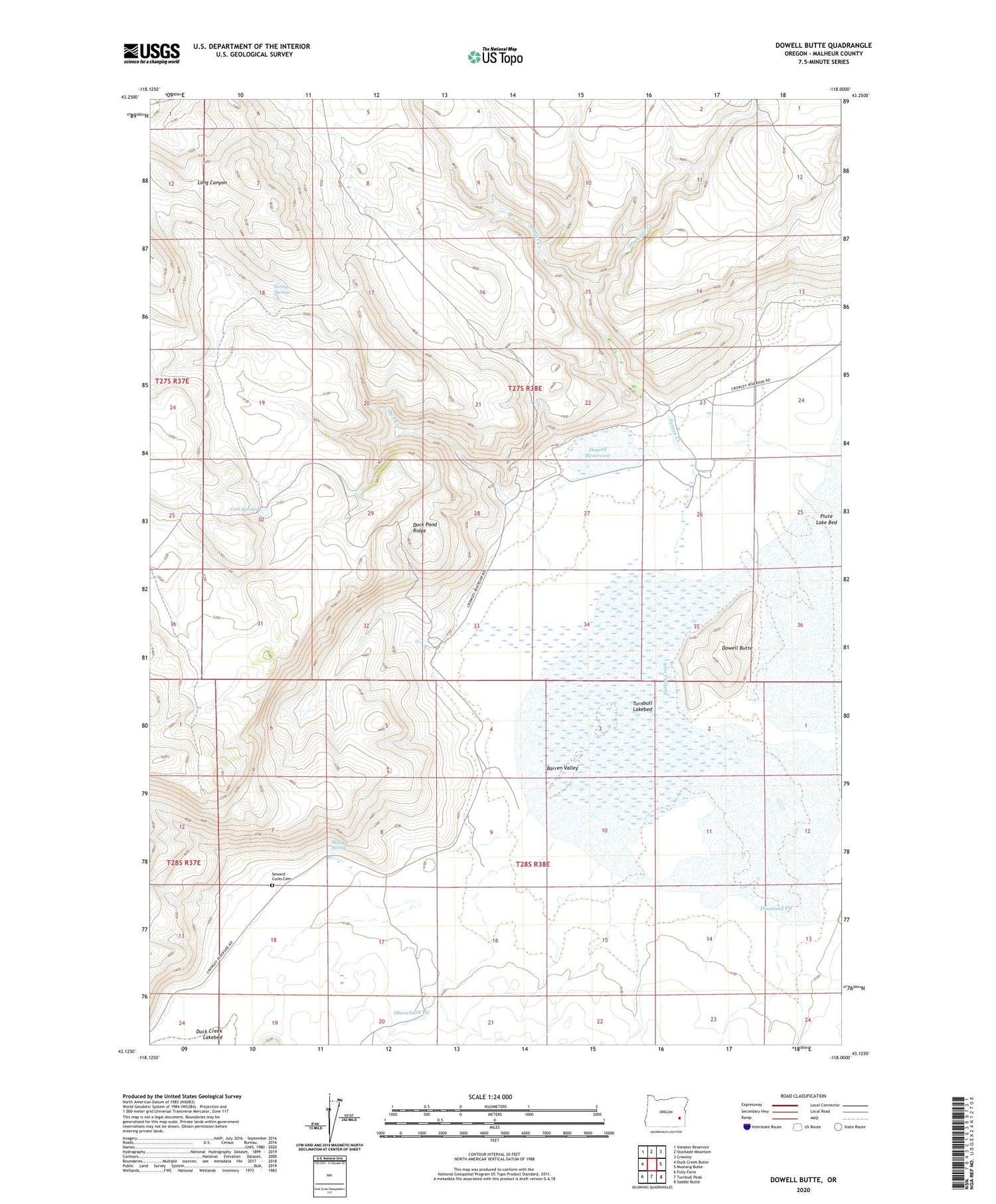 Dowell Butte Oregon US Topo Map Image