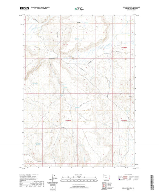 Downey Canyon Oregon US Topo Map Image