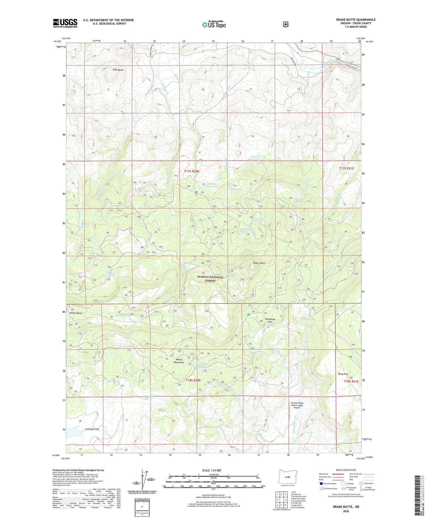 Drake Butte Oregon US Topo Map Image