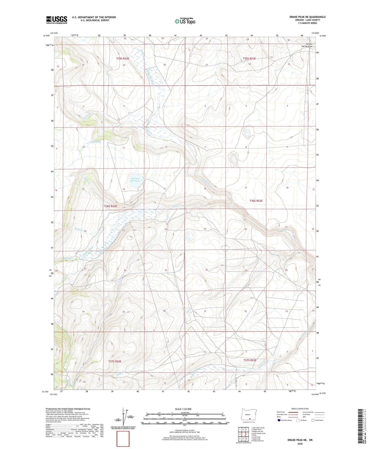 Drake Peak NE Oregon US Topo Map Image