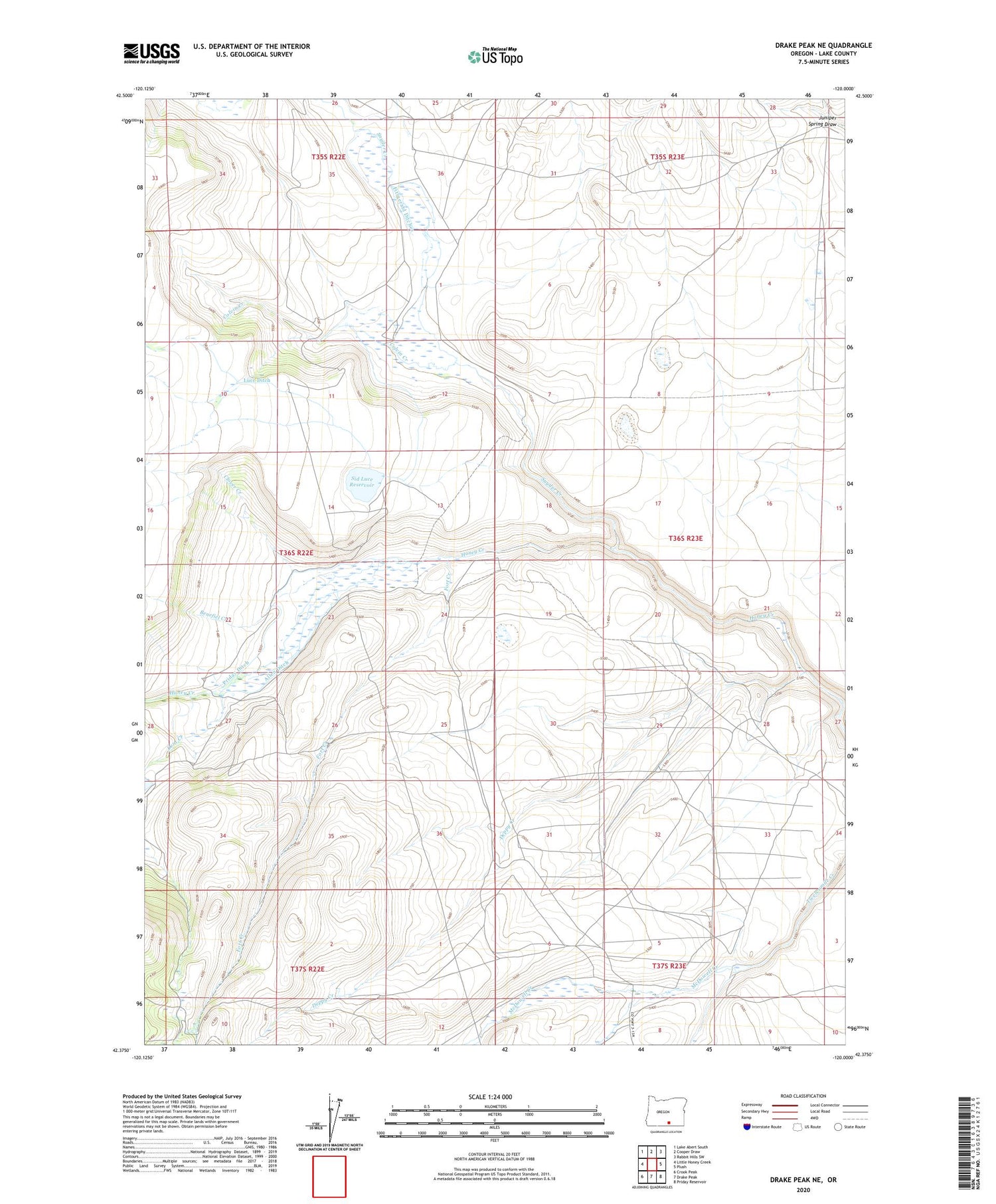Drake Peak NE Oregon US Topo Map Image