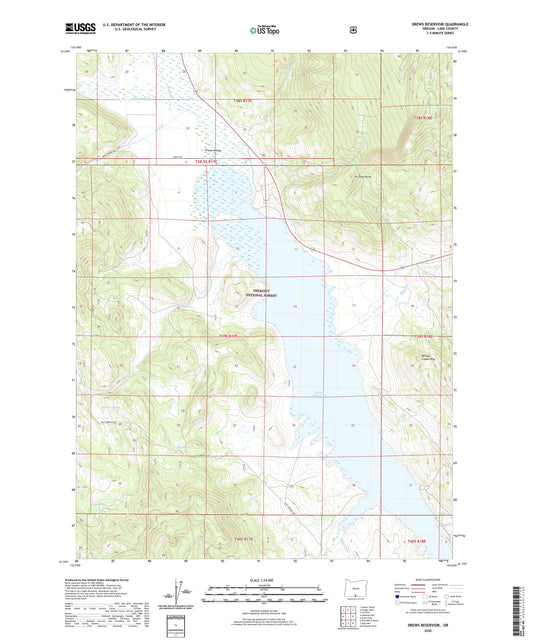 Drews Reservoir Oregon US Topo Map Image