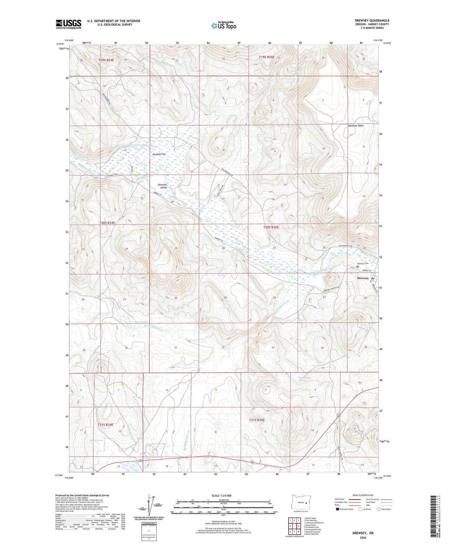 Drewsey Oregon US Topo Map Image