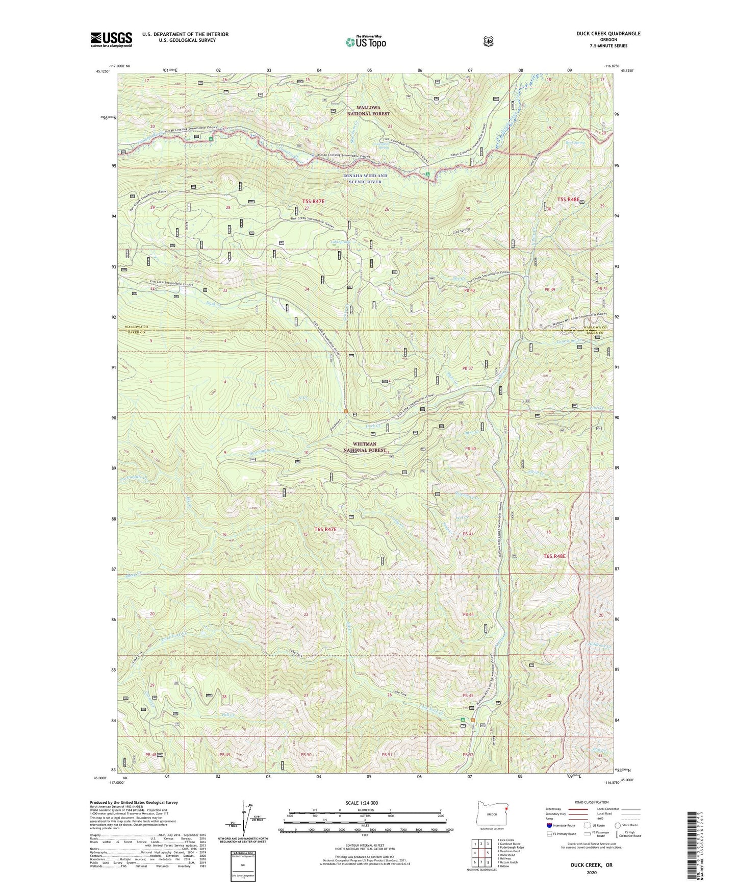 Duck Creek Oregon US Topo Map Image