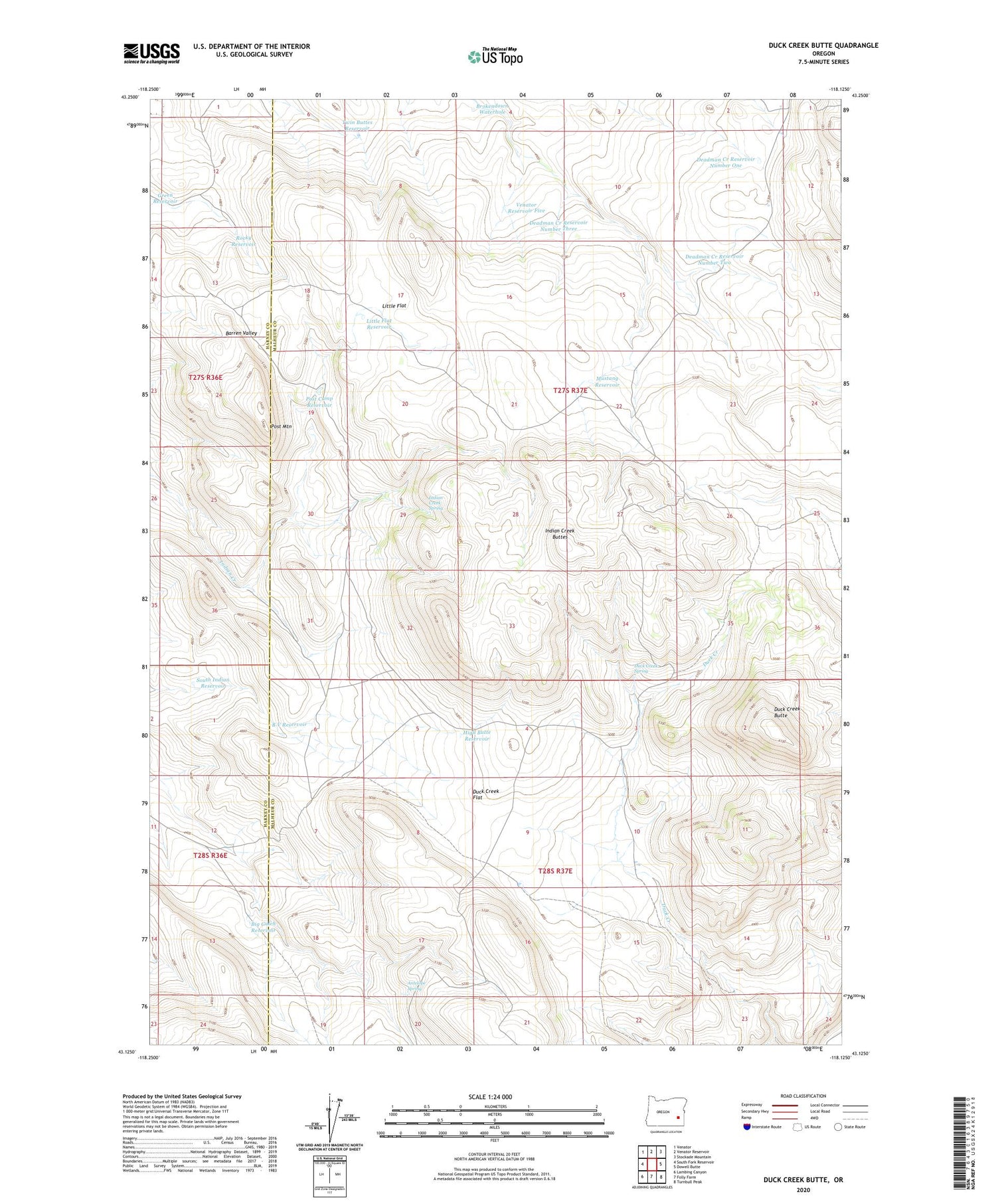 Duck Creek Butte Oregon US Topo Map Image