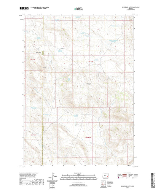 Duck Creek Butte Oregon US Topo Map Image