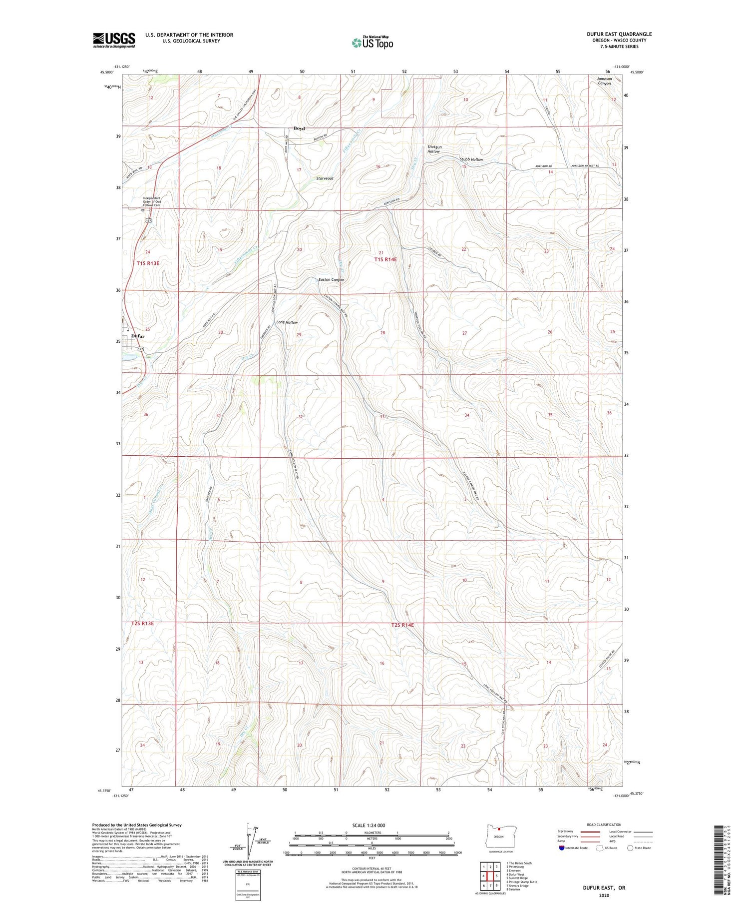 Dufur East Oregon US Topo Map Image