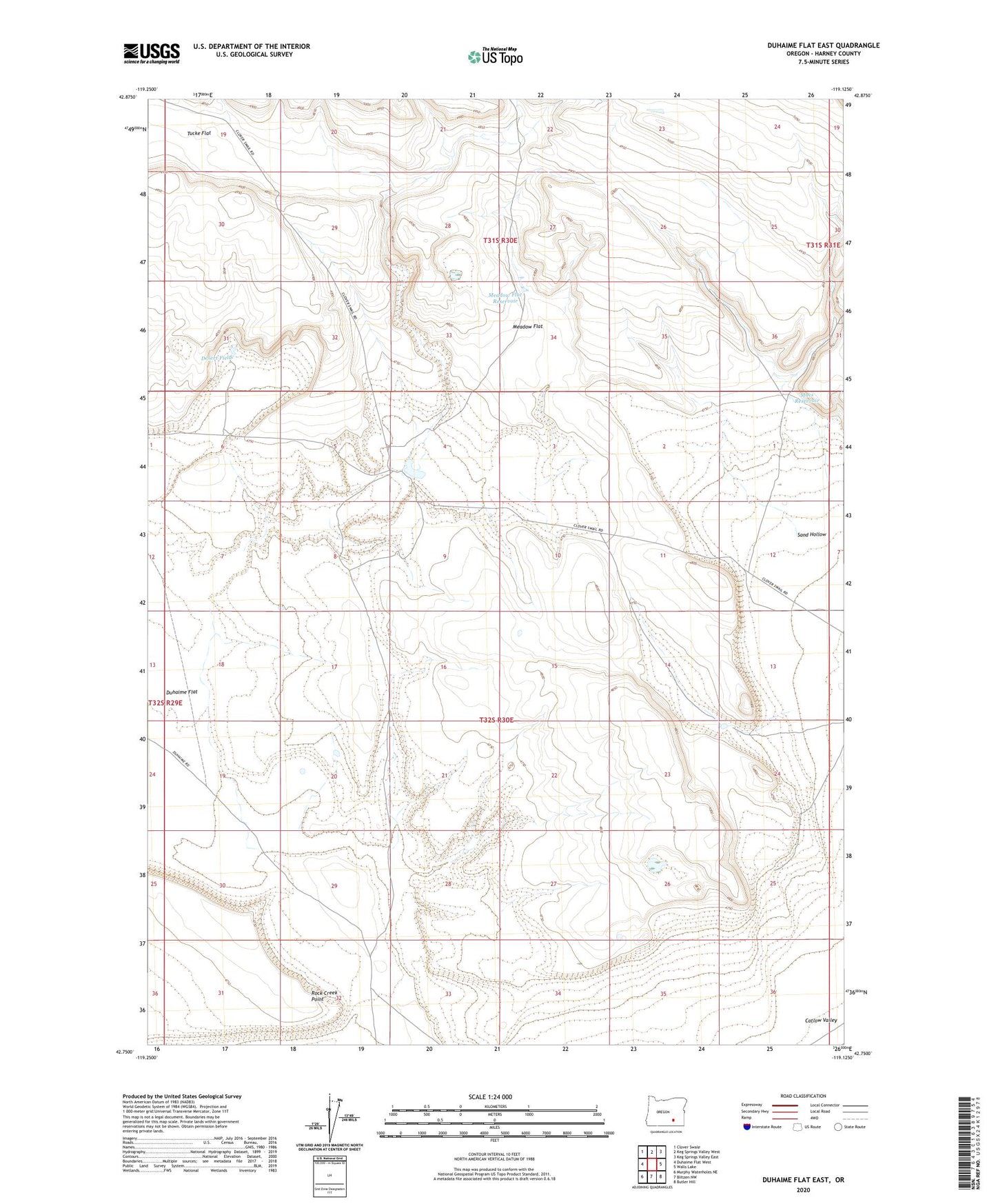 Duhaime Flat East Oregon US Topo Map Image
