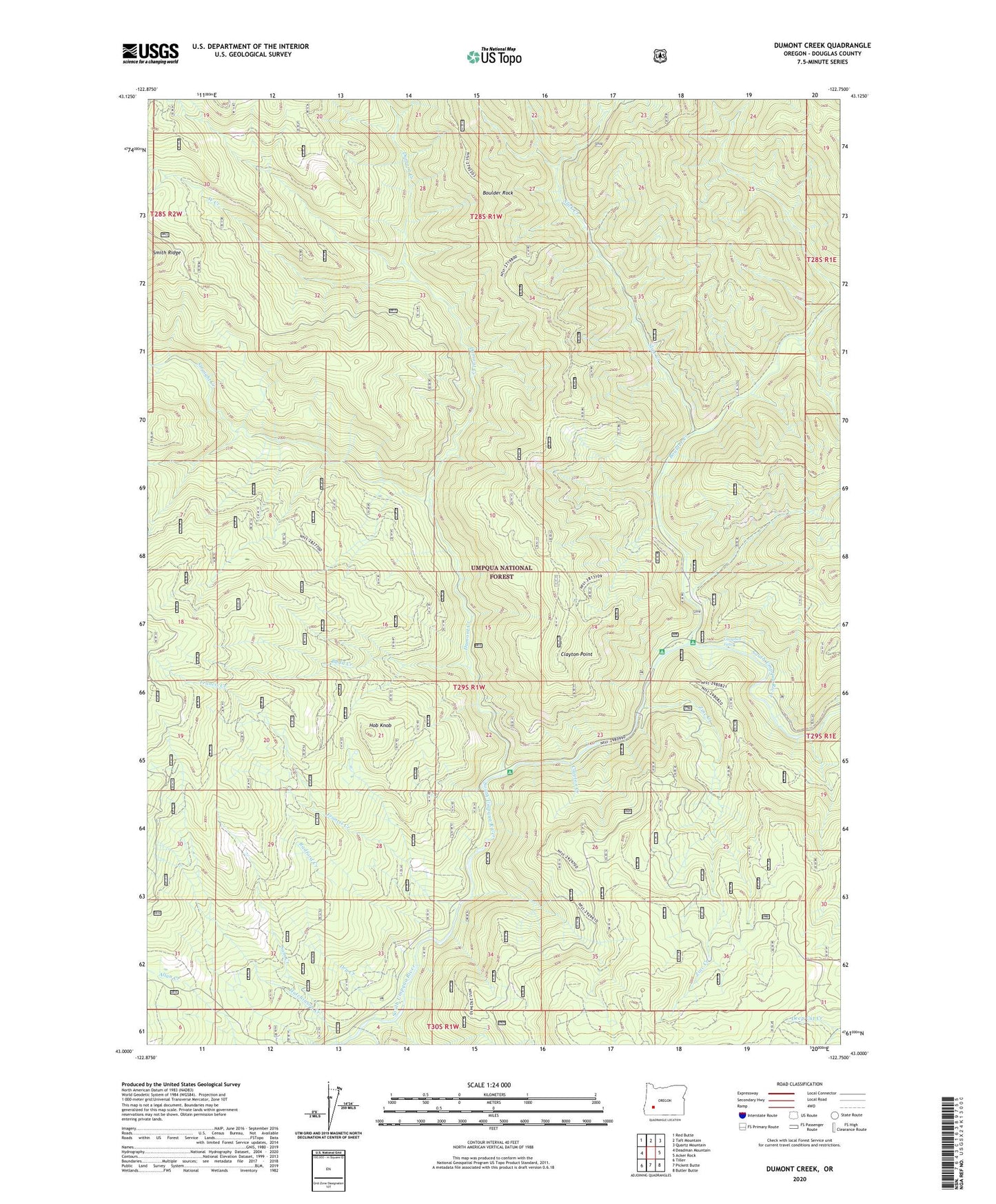 Dumont Creek Oregon US Topo Map Image