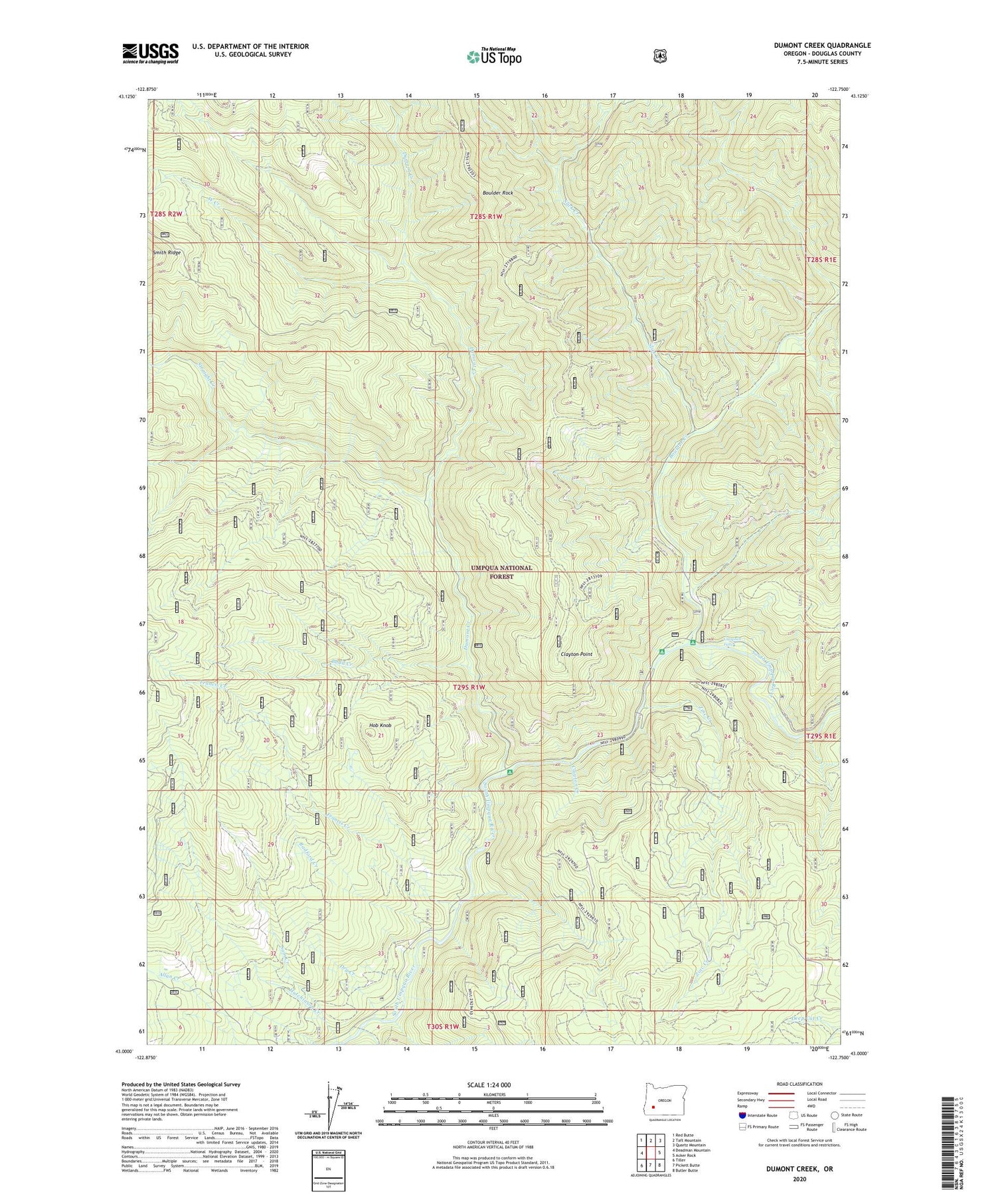 Dumont Creek Oregon US Topo Map Image