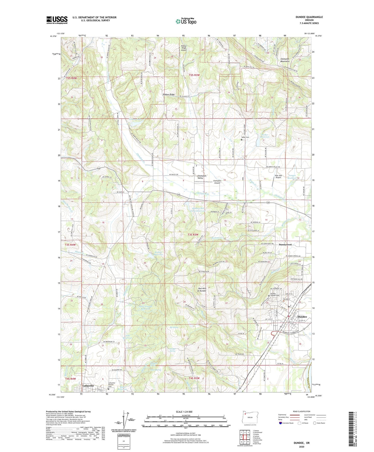 Dundee Oregon US Topo Map Image