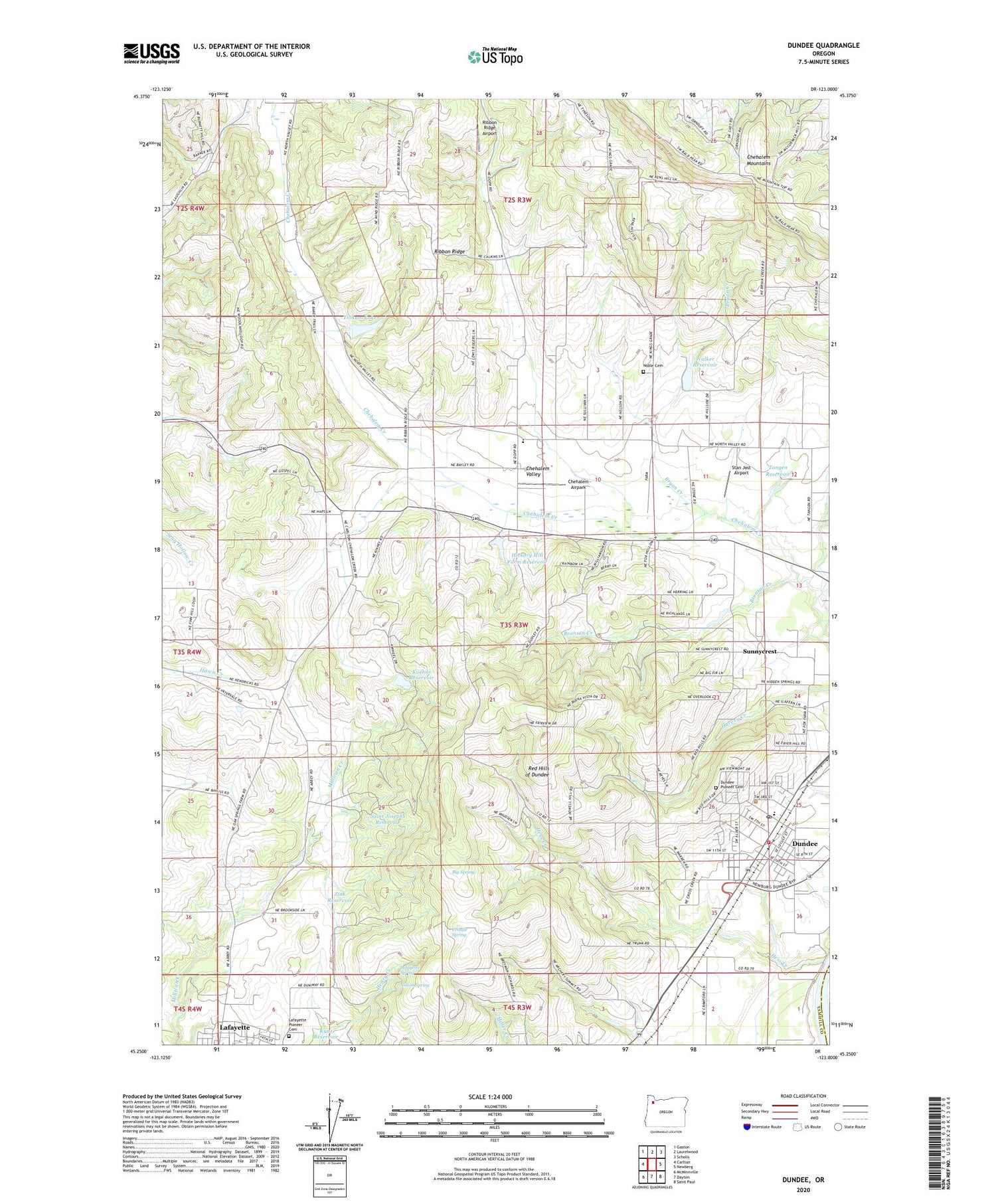 Dundee Oregon US Topo Map Image