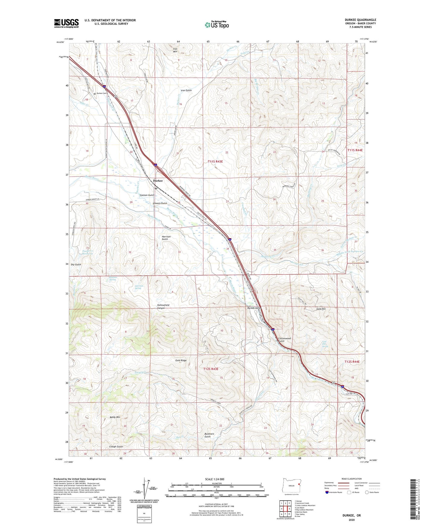 Durkee Oregon US Topo Map Image