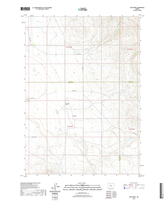 Dust Bowl Oregon US Topo Map Image