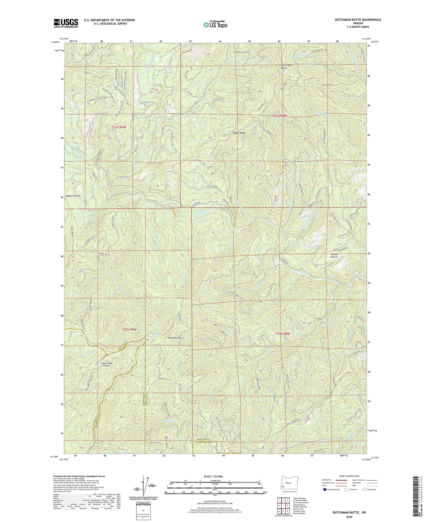 Dutchman Butte Oregon US Topo Map Image
