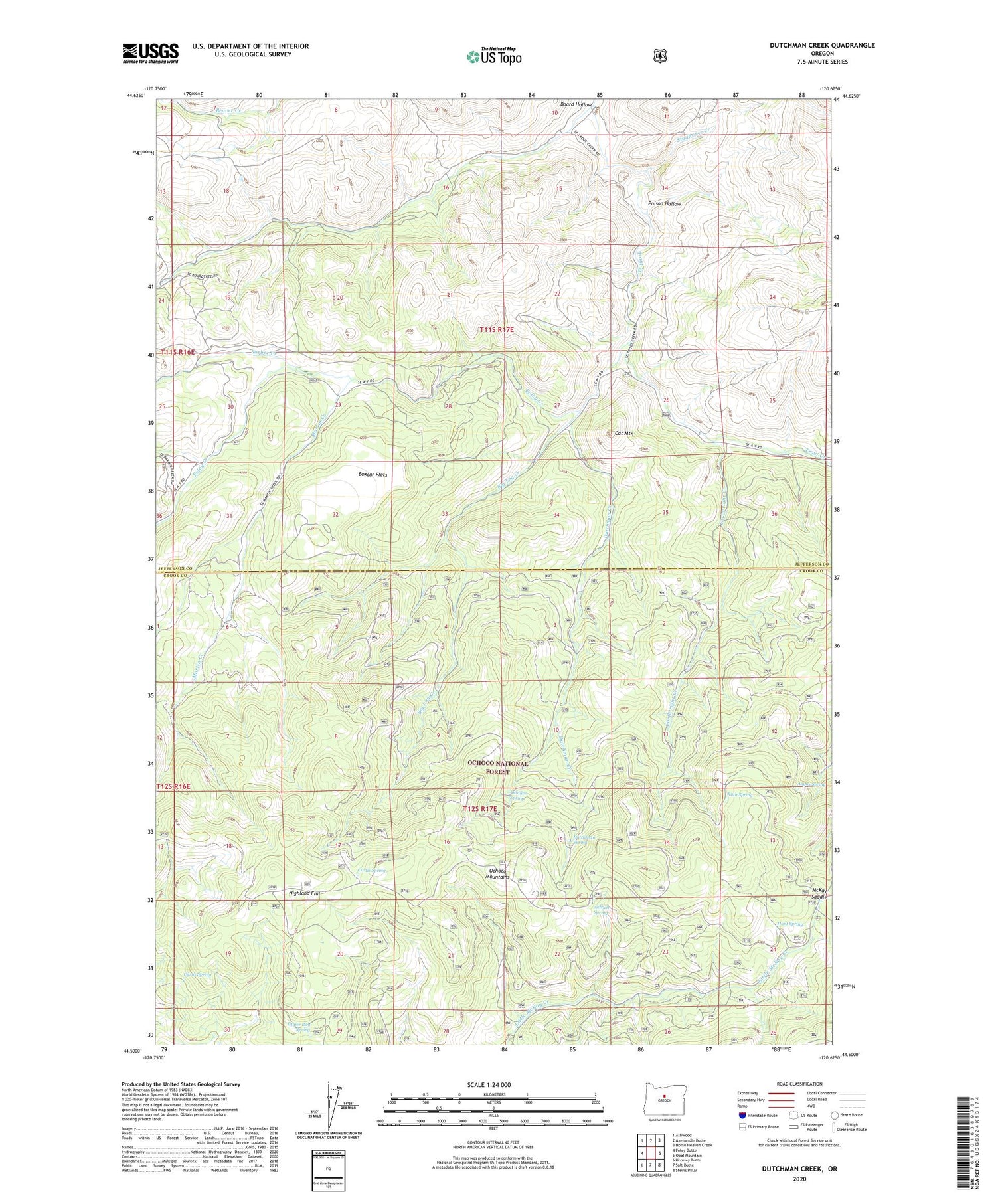 Dutchman Creek Oregon US Topo Map Image