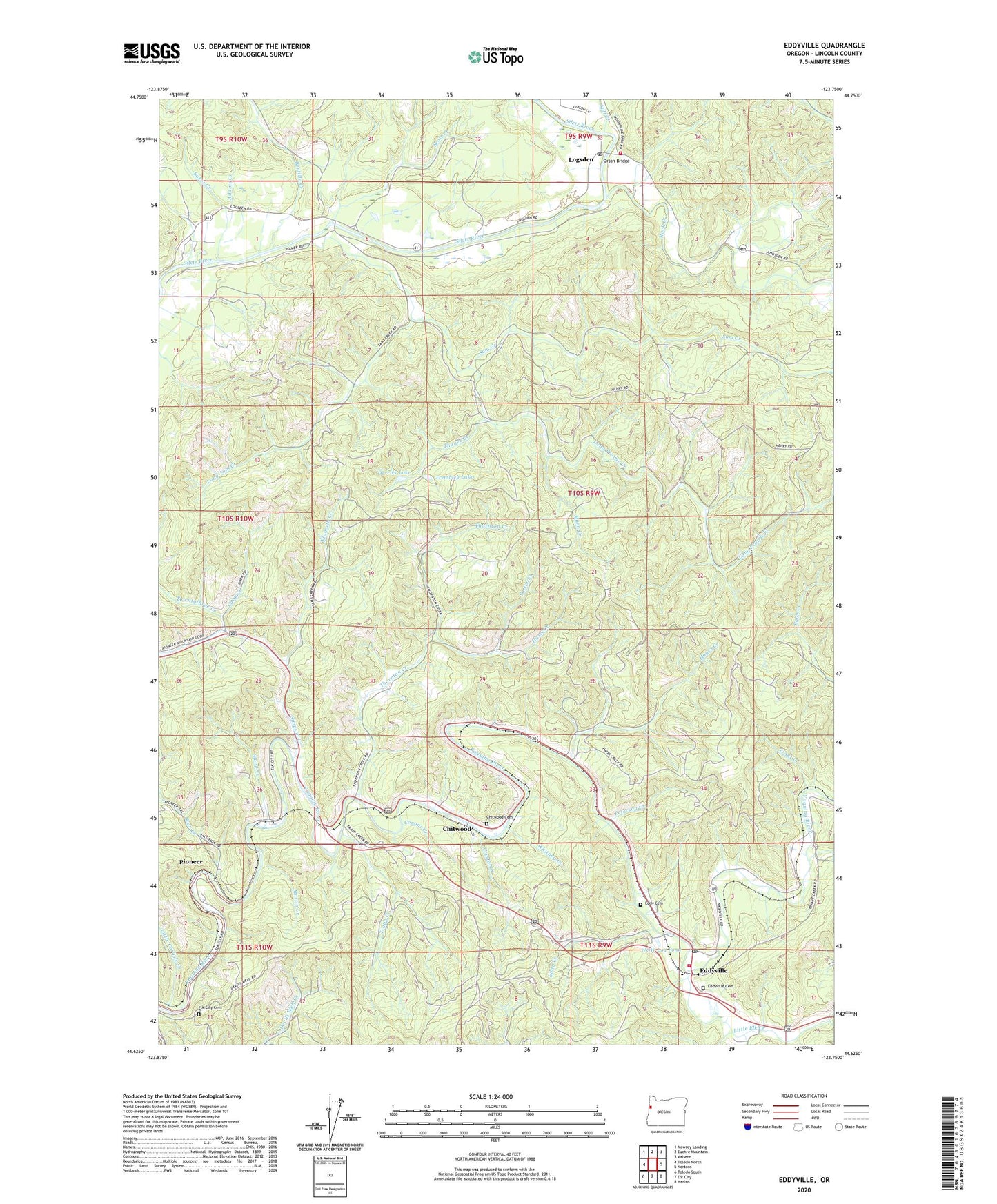 Eddyville Oregon US Topo Map Image