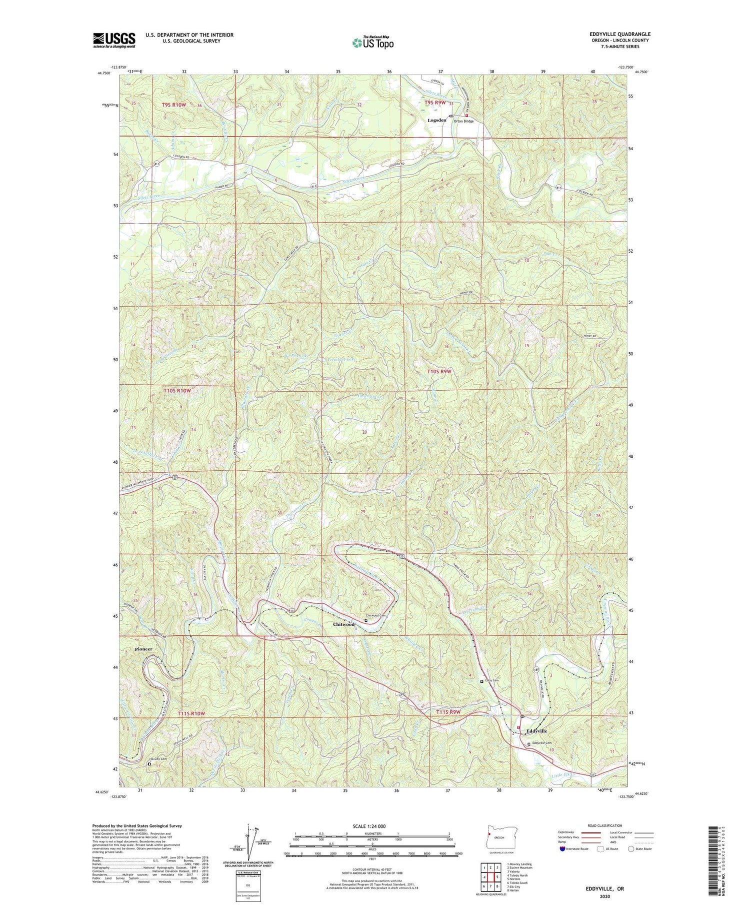 Eddyville Oregon US Topo Map Image