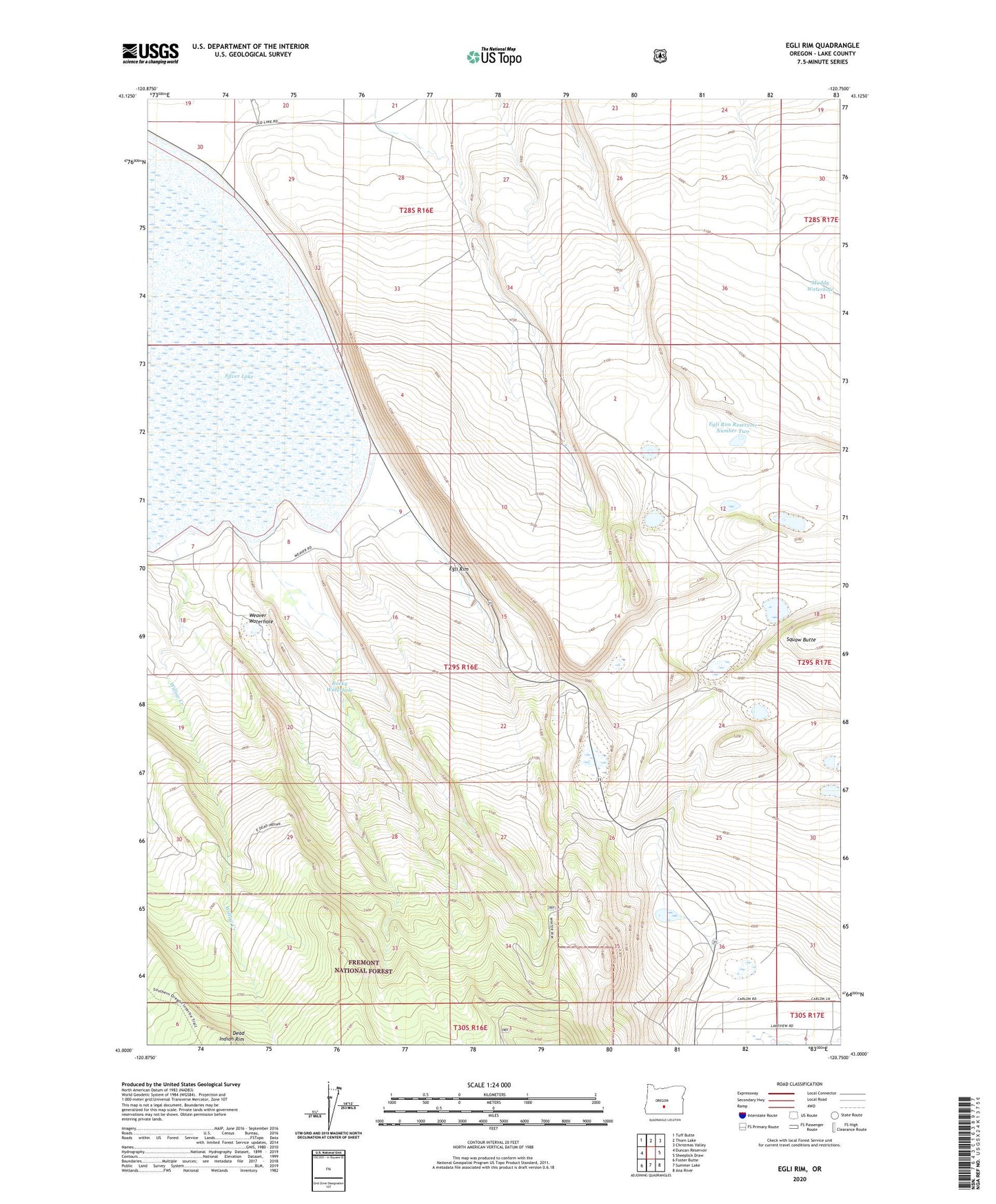 Egli Rim Oregon US Topo Map Image