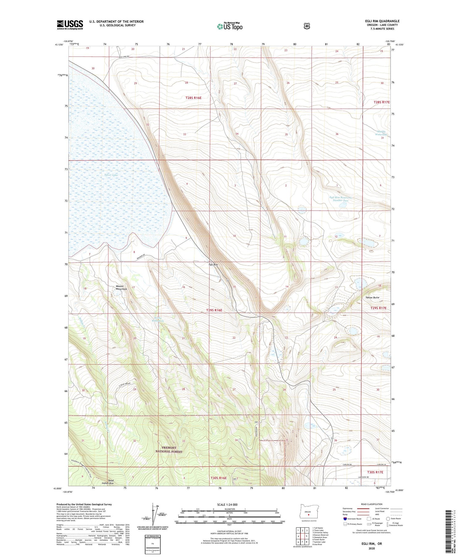 Egli Rim Oregon US Topo Map Image