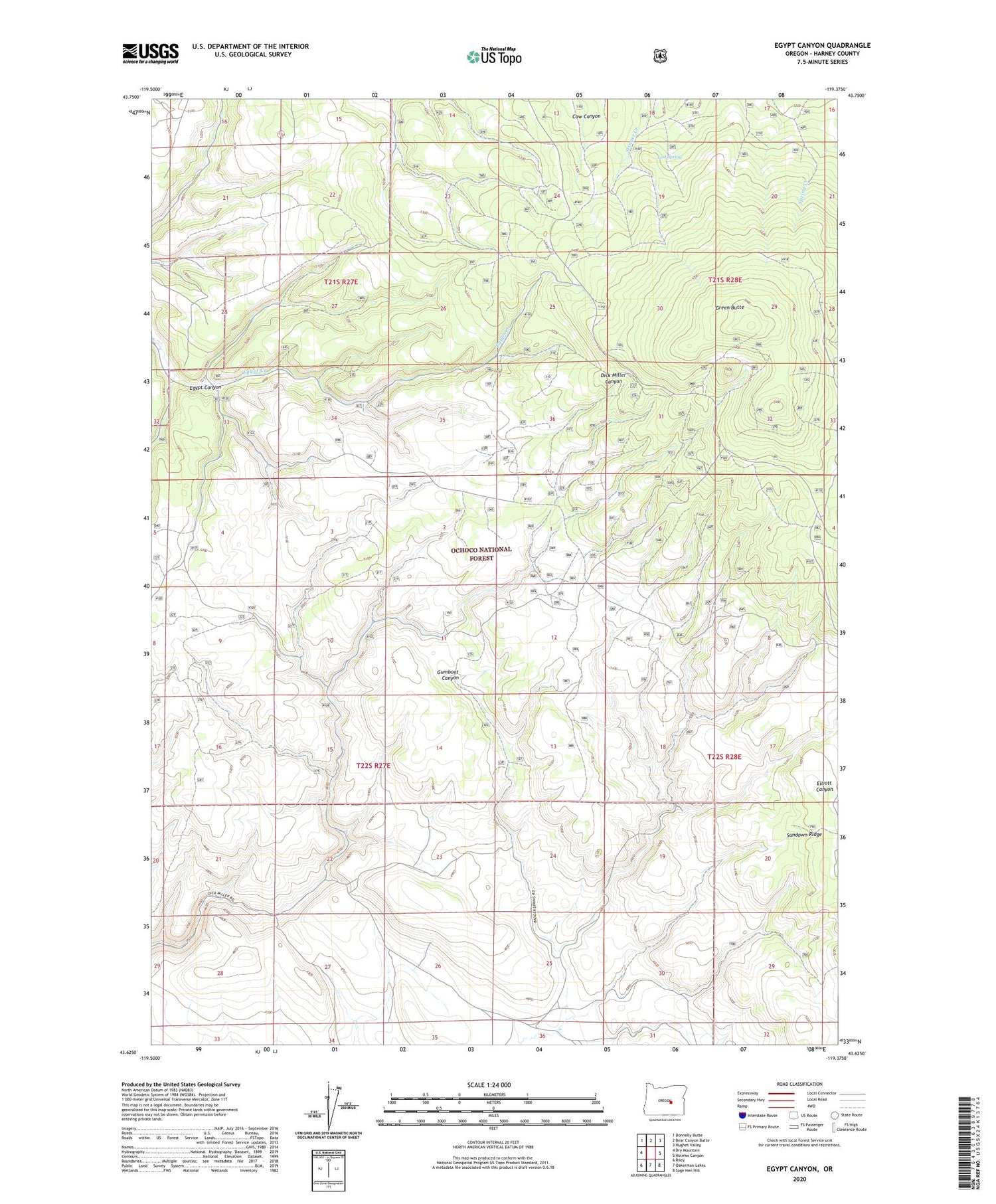 Egypt Canyon Oregon US Topo Map Image