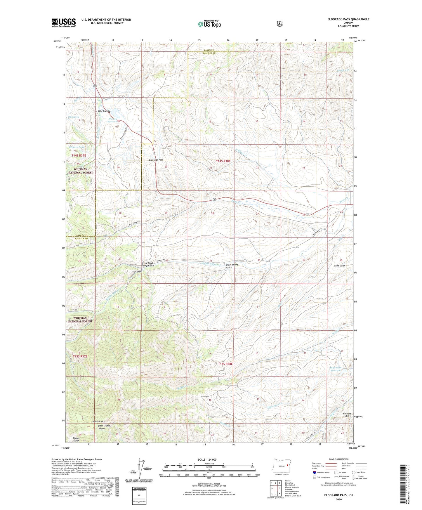 Eldorado Pass Oregon US Topo Map Image