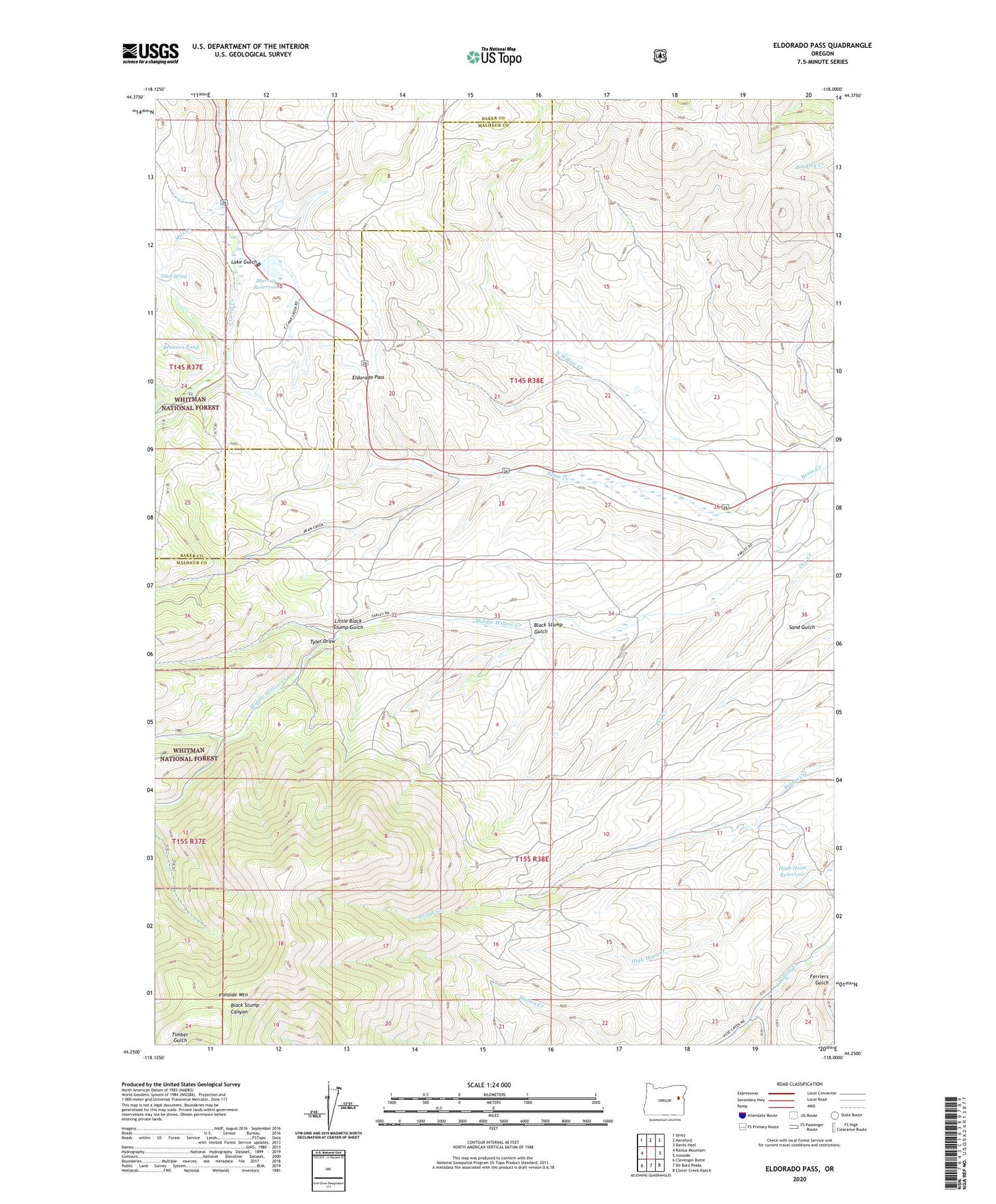 Eldorado Pass Oregon US Topo Map Image