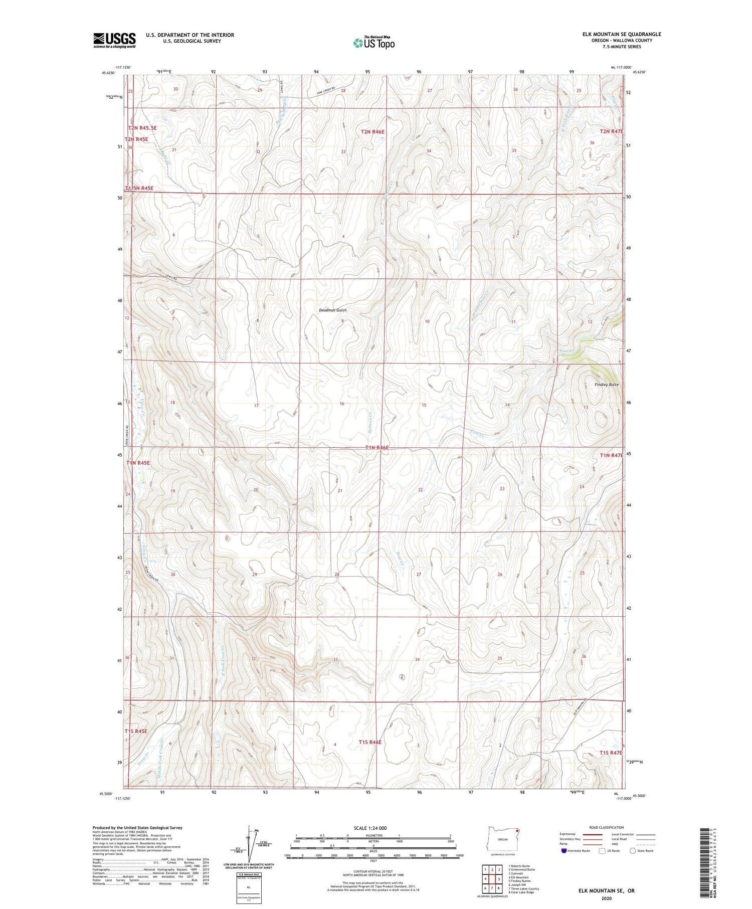 Elk Mountain SE Oregon US Topo Map Image