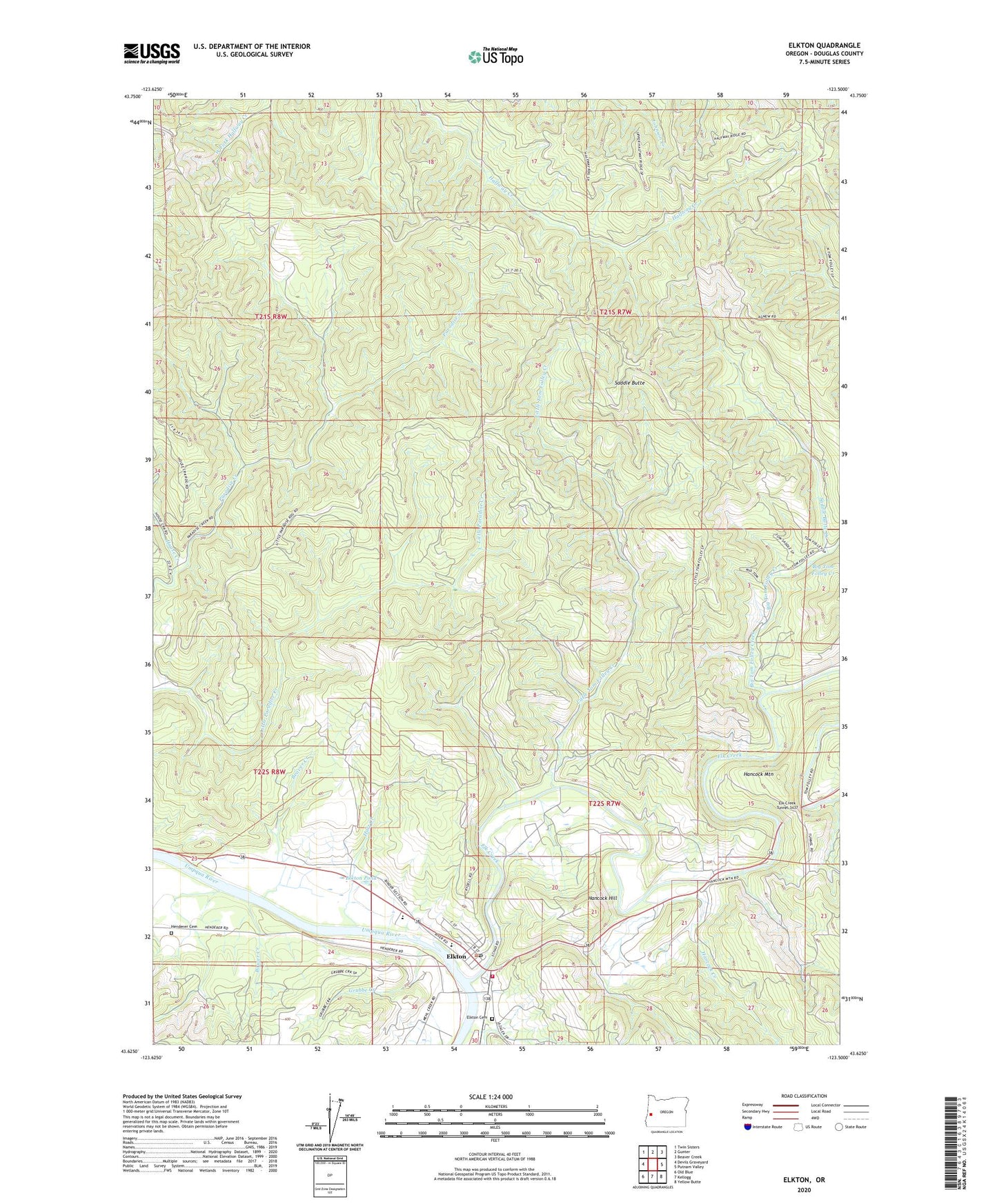 Elkton Oregon US Topo Map Image