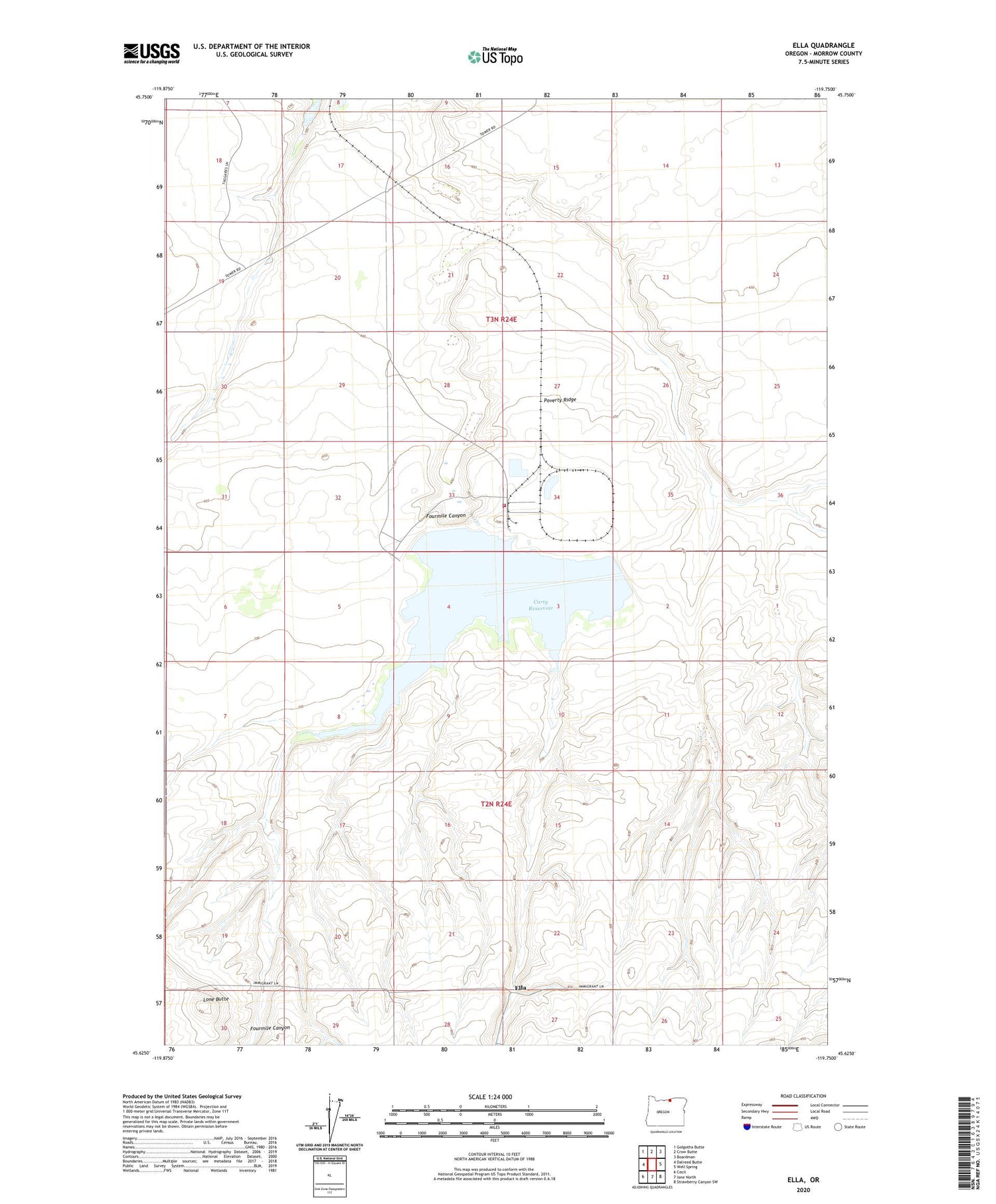 Ella Oregon US Topo Map Image