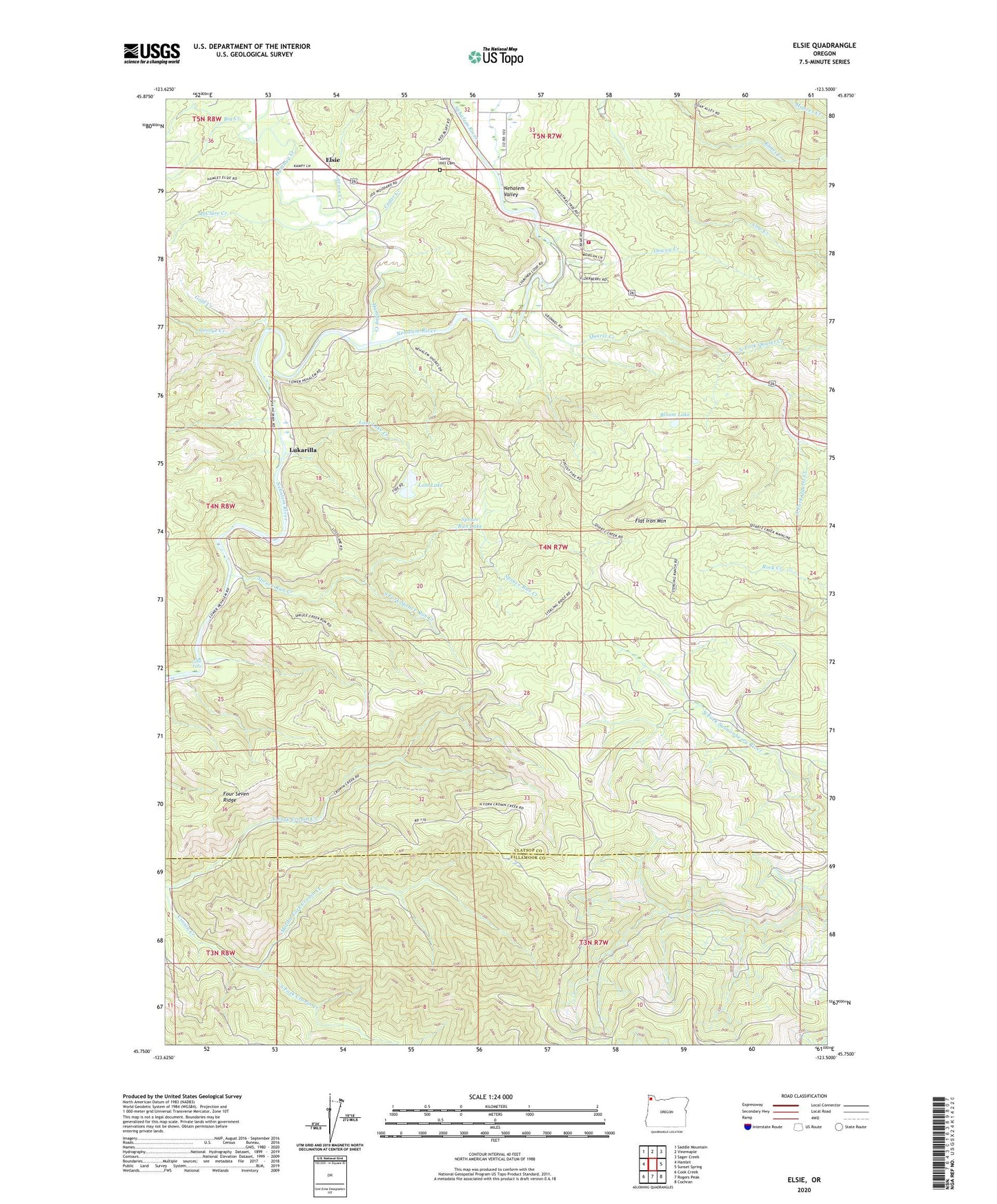 Elsie Oregon US Topo Map Image
