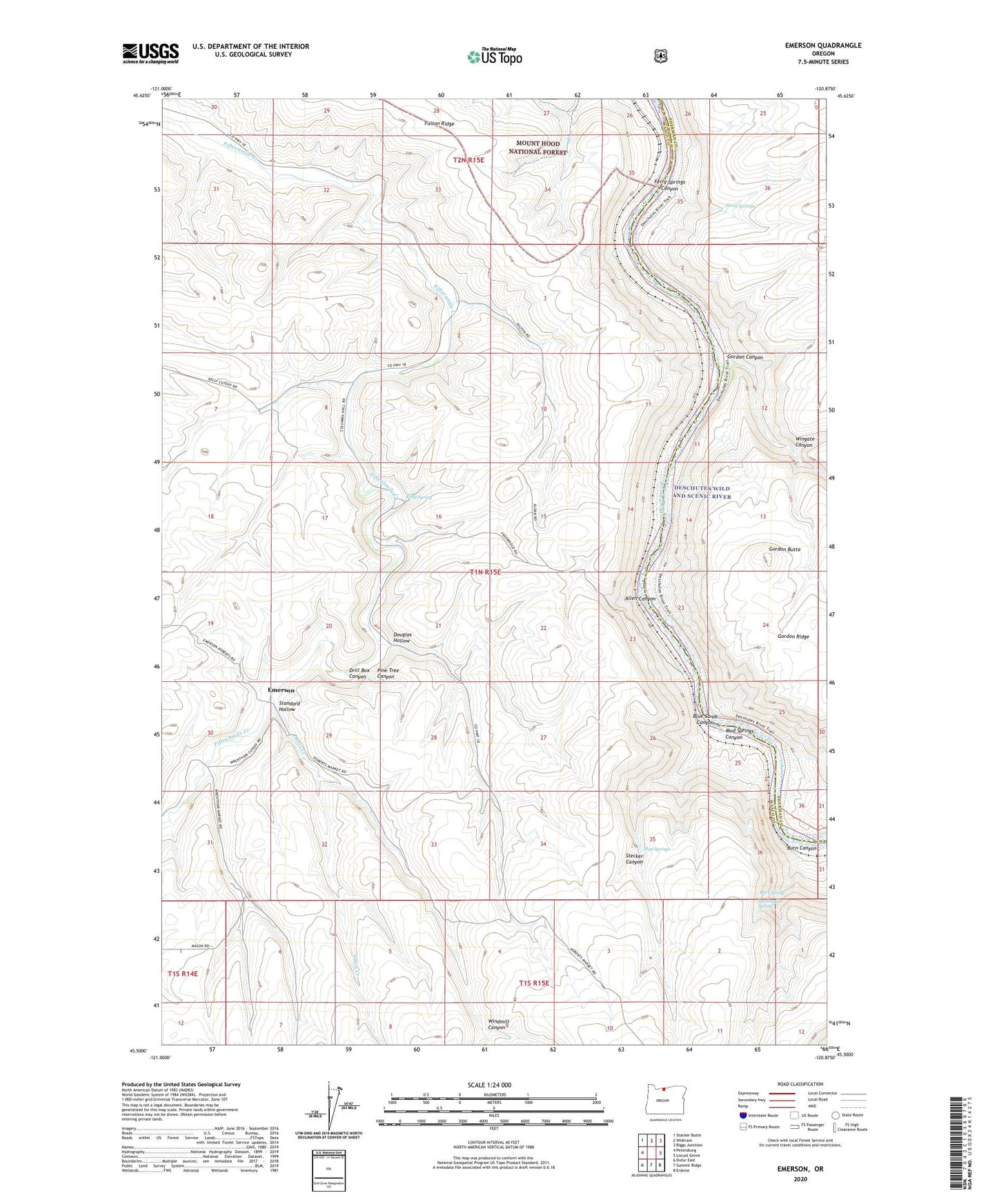 Emerson Oregon US Topo Map Image