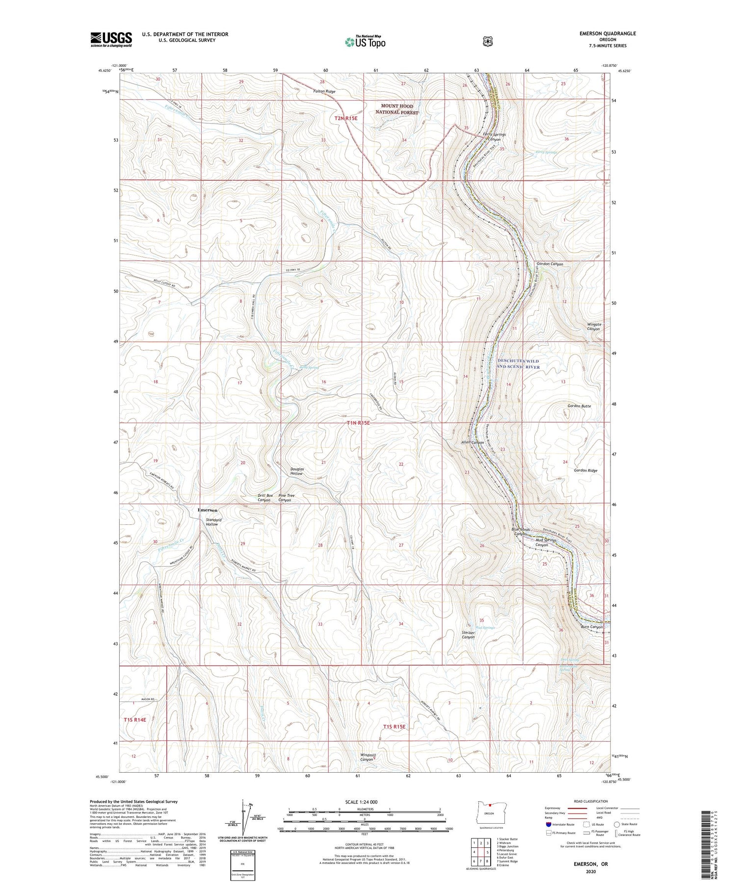 Emerson Oregon US Topo Map Image