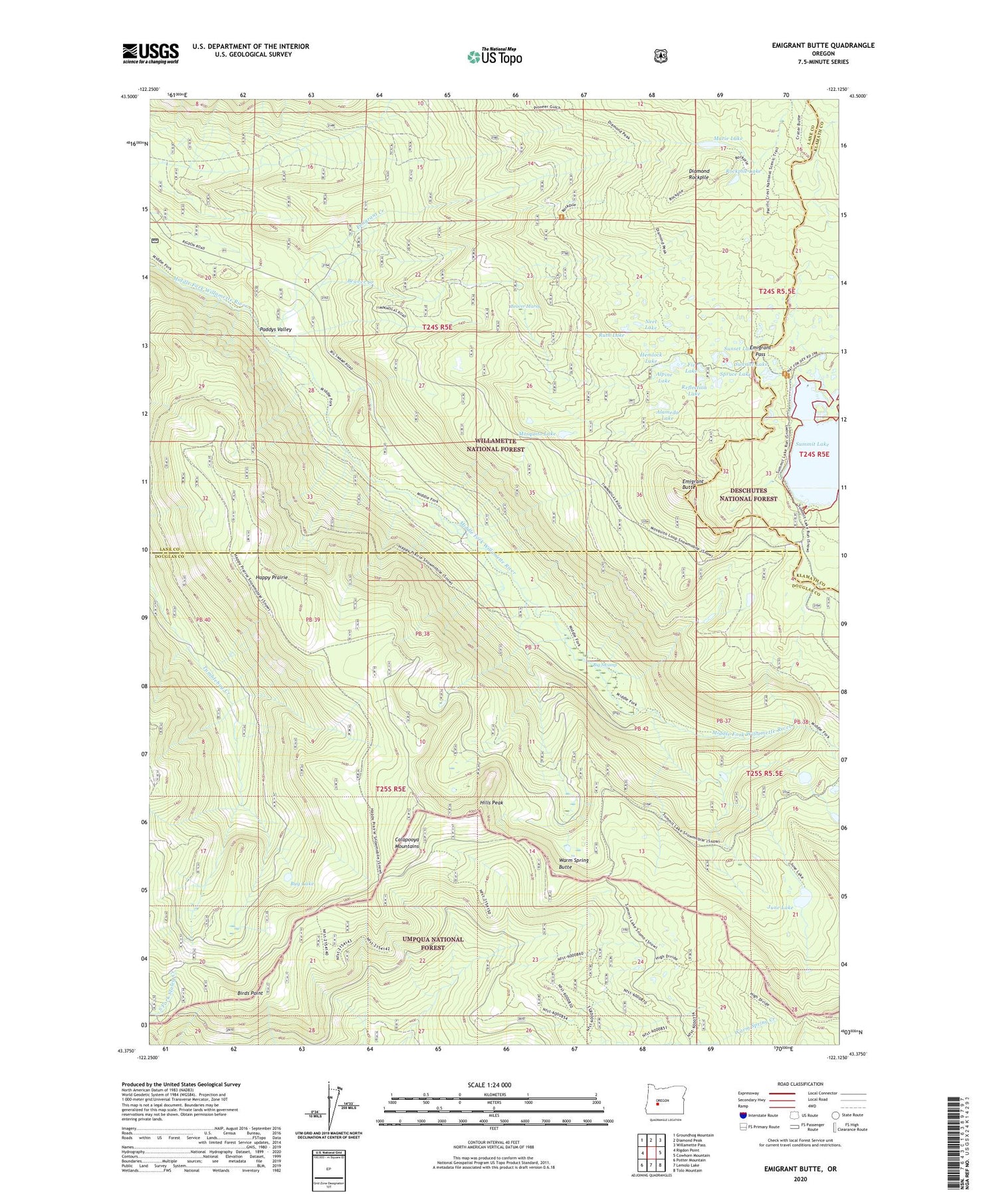 Emigrant Butte Oregon US Topo Map Image