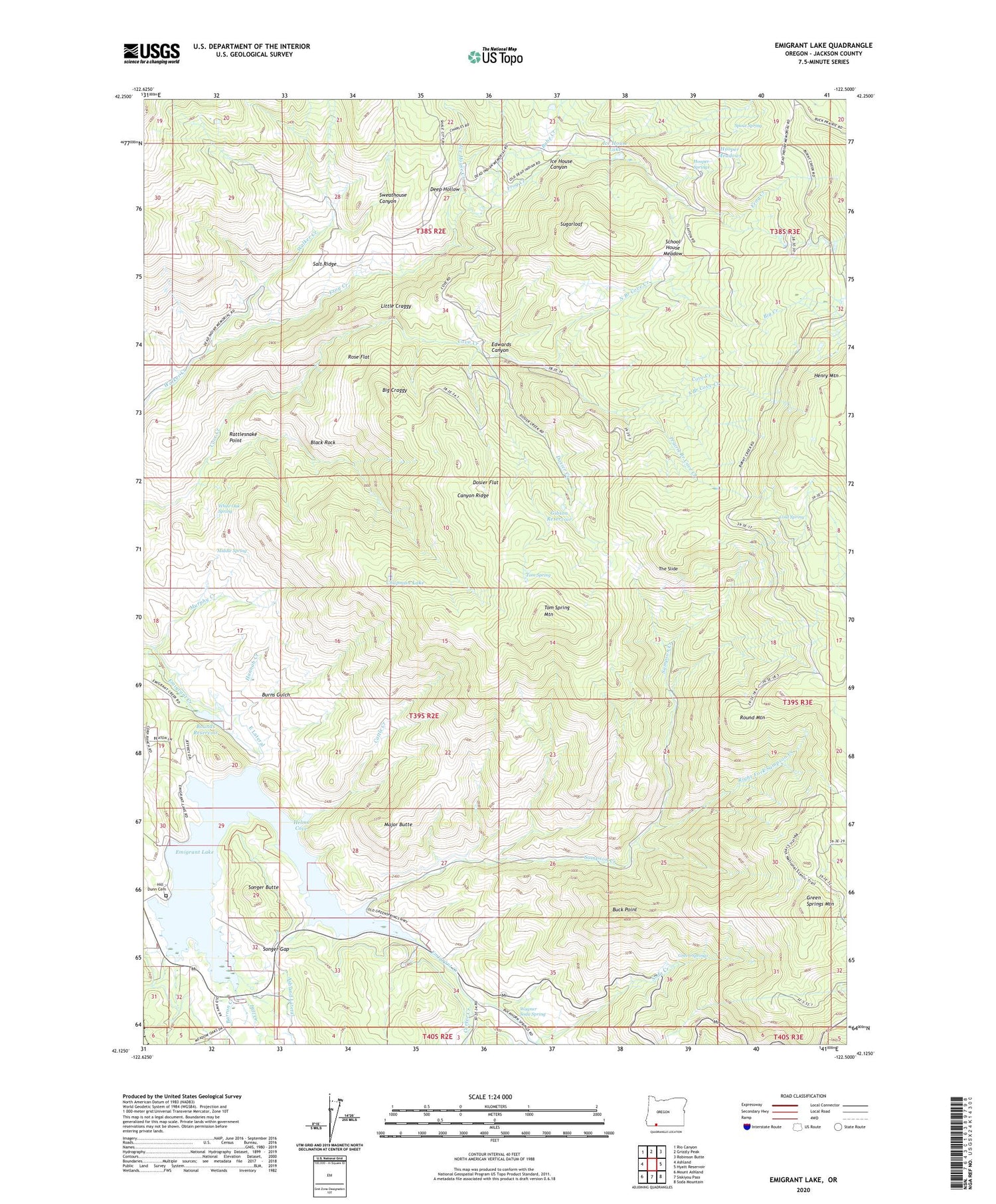 Emigrant Lake Oregon US Topo Map Image
