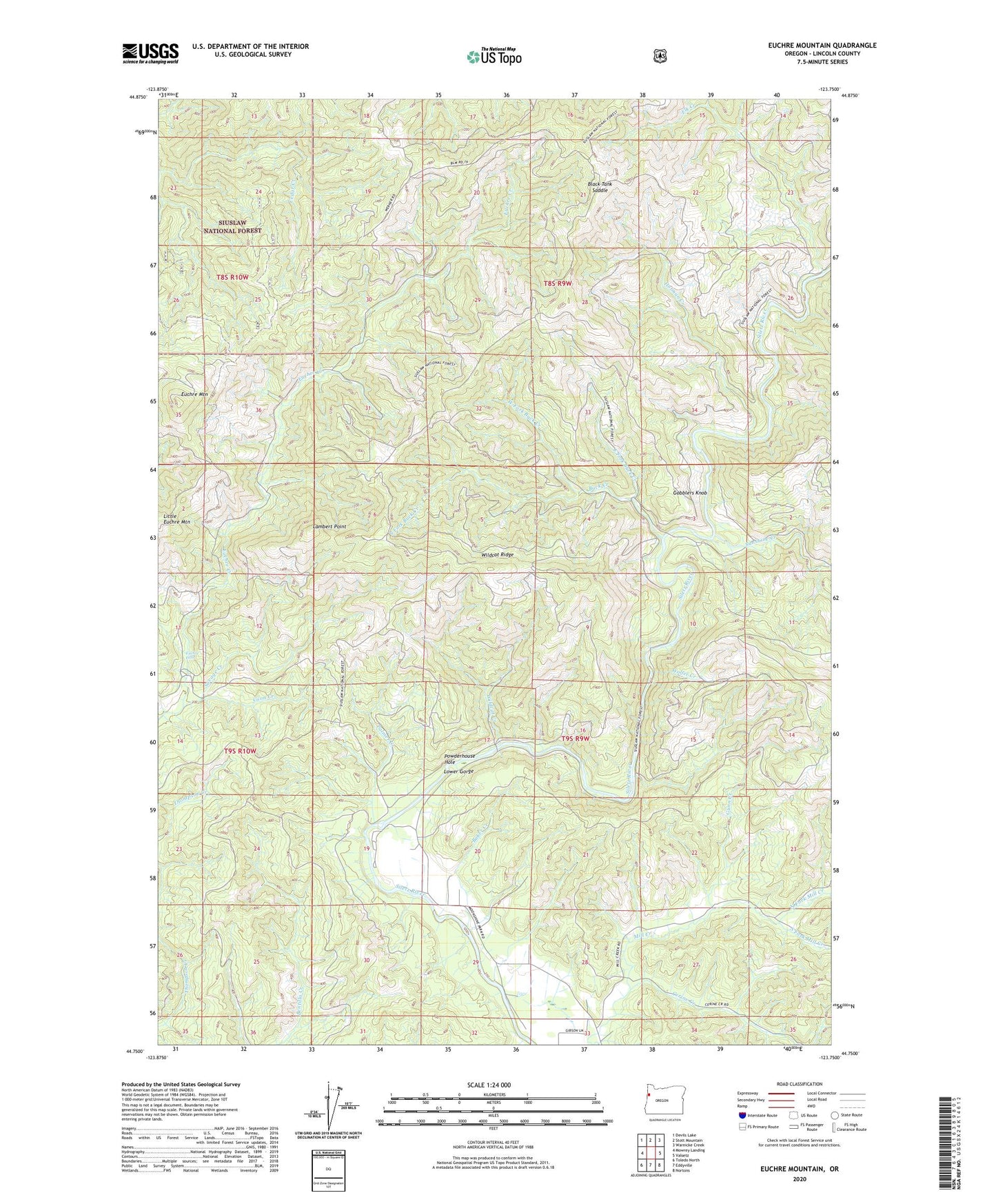 Euchre Mountain Oregon US Topo Map Image