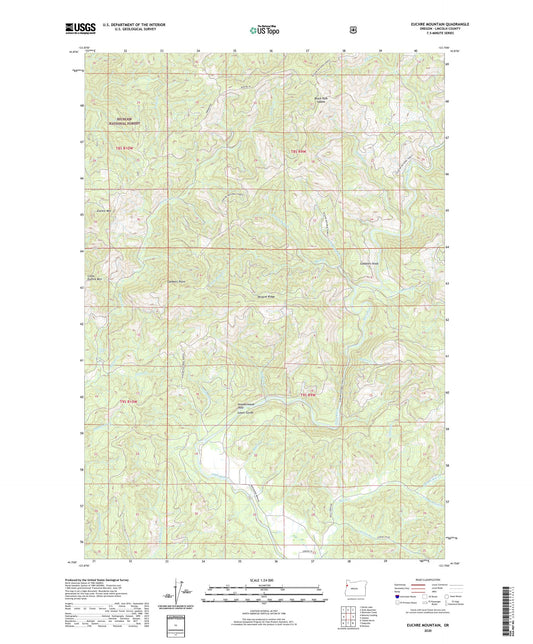 Euchre Mountain Oregon US Topo Map Image