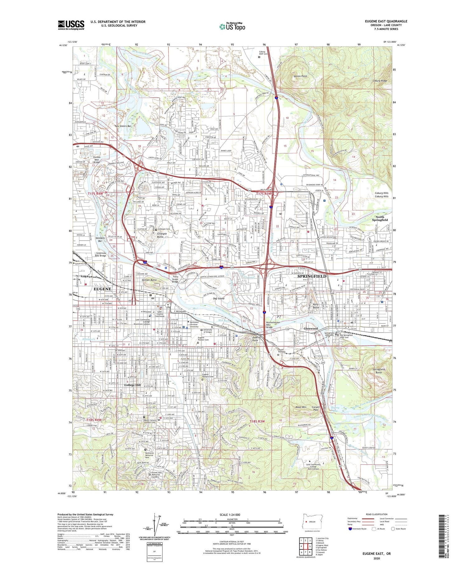 Eugene East Oregon US Topo Map Image