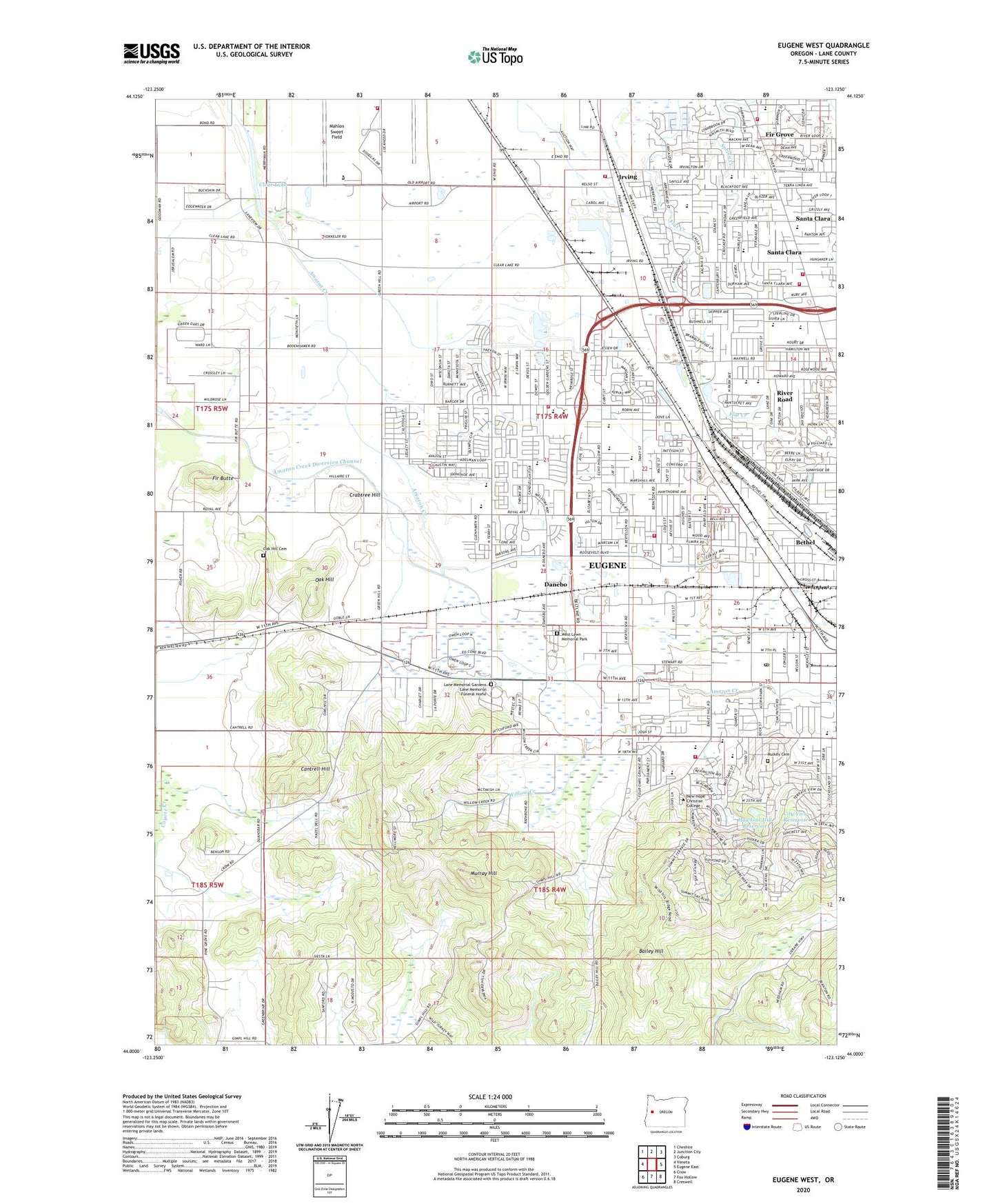 Eugene West Oregon US Topo Map Image