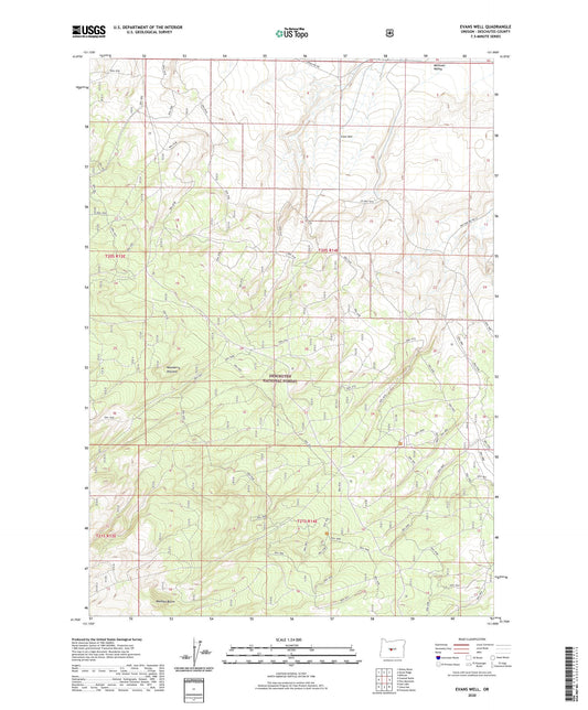 Evans Well Oregon US Topo Map Image