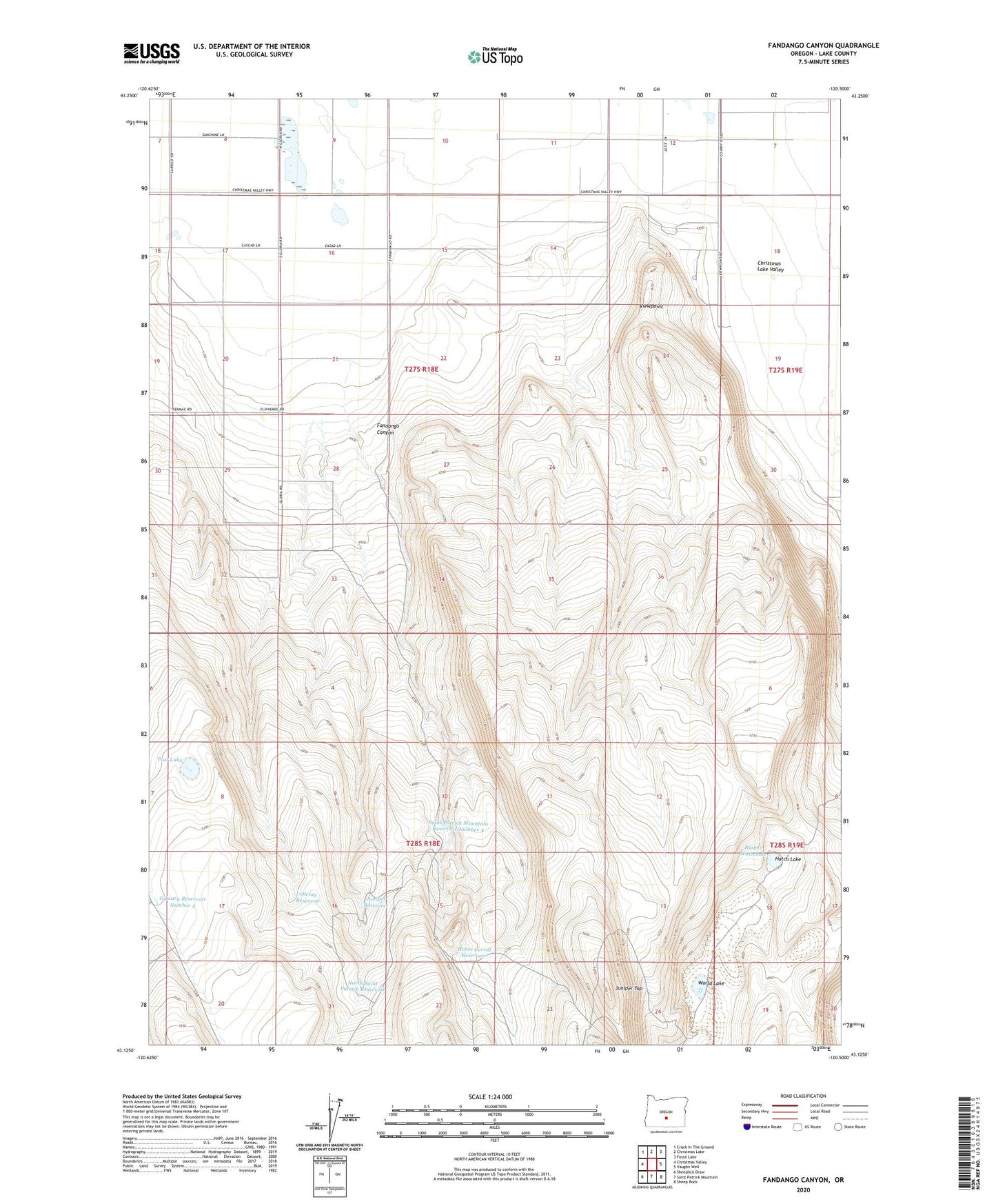 Fandango Canyon Oregon US Topo Map Image