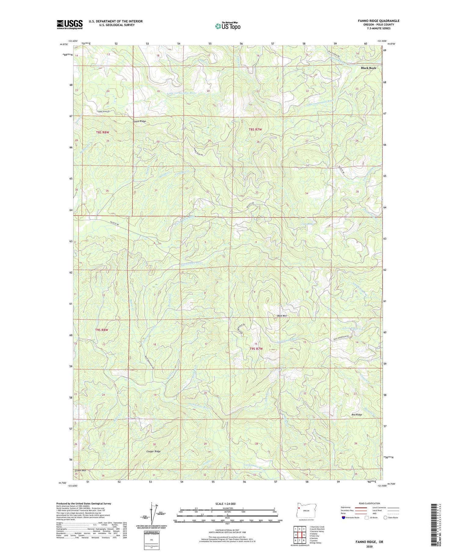 Fanno Ridge Oregon US Topo Map Image