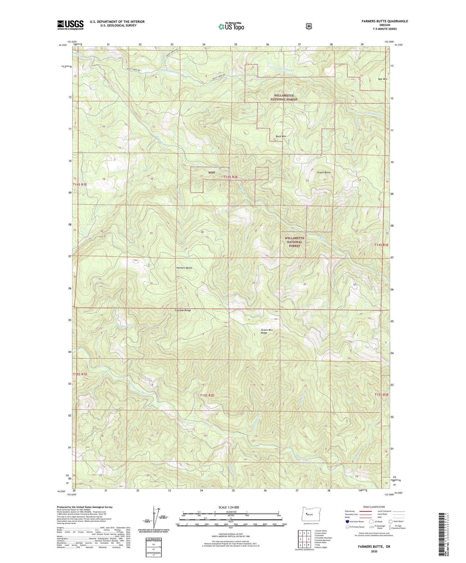 Farmers Butte Oregon US Topo Map Image