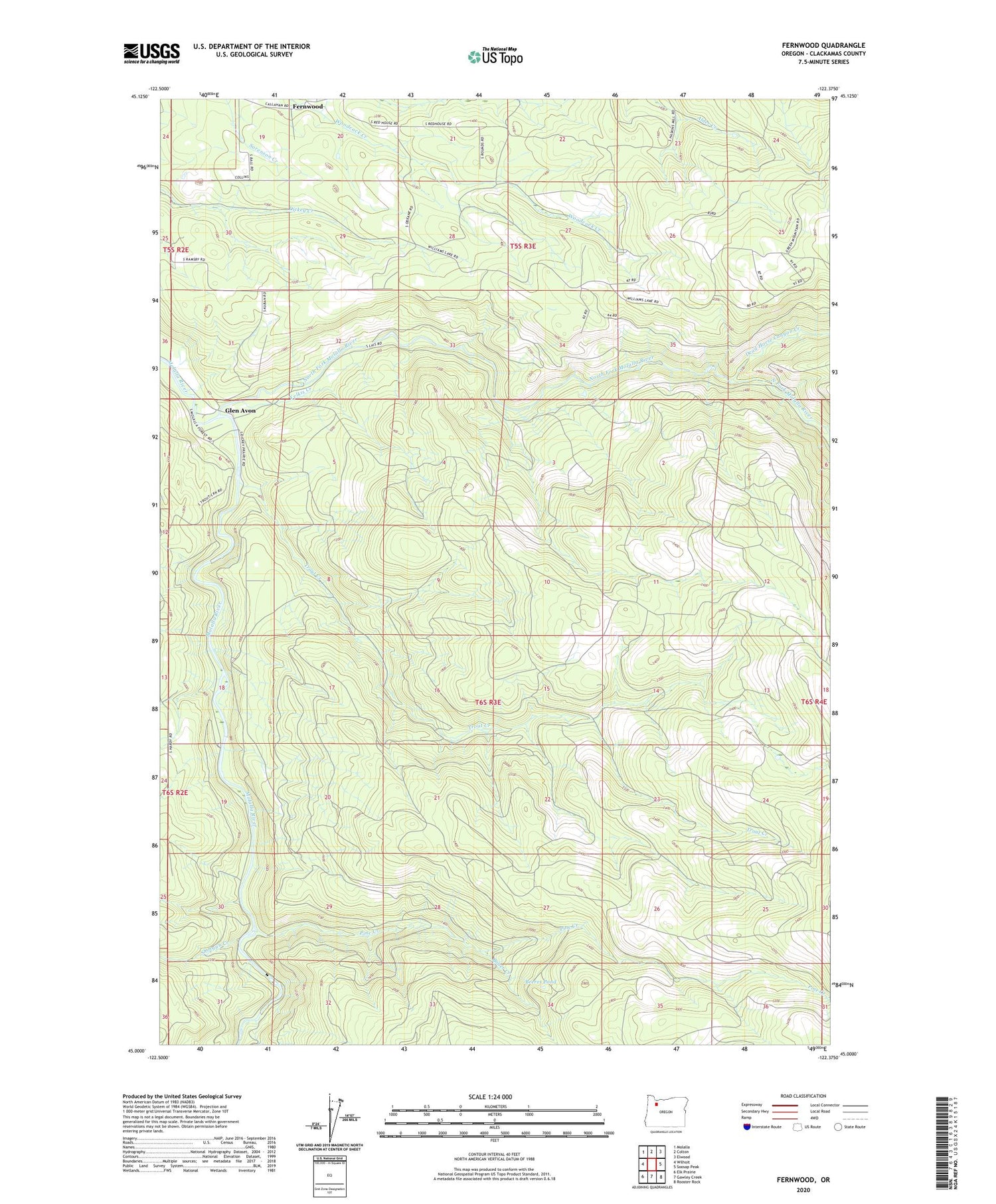 Fernwood Oregon US Topo Map Image