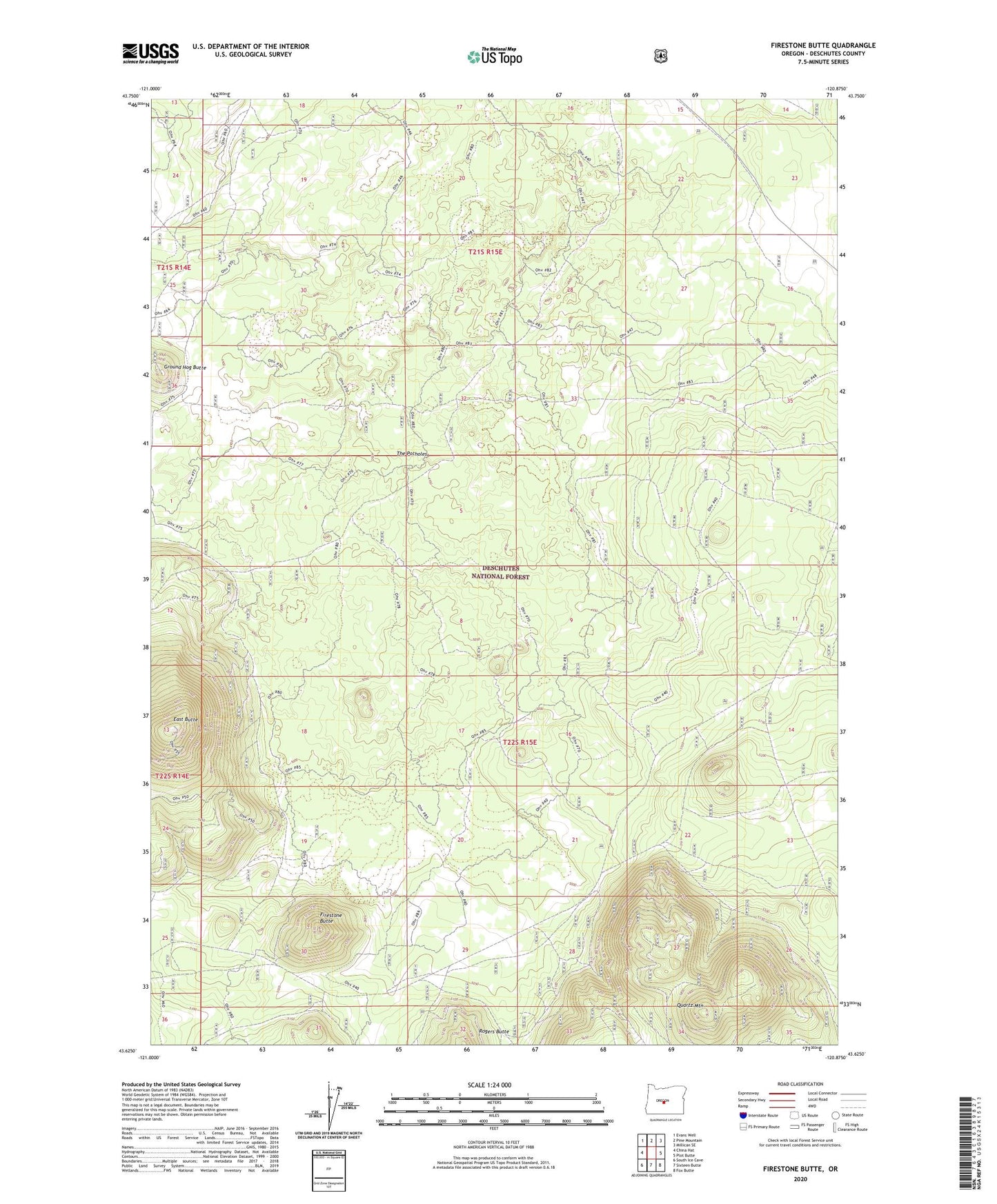 Firestone Butte Oregon US Topo Map Image