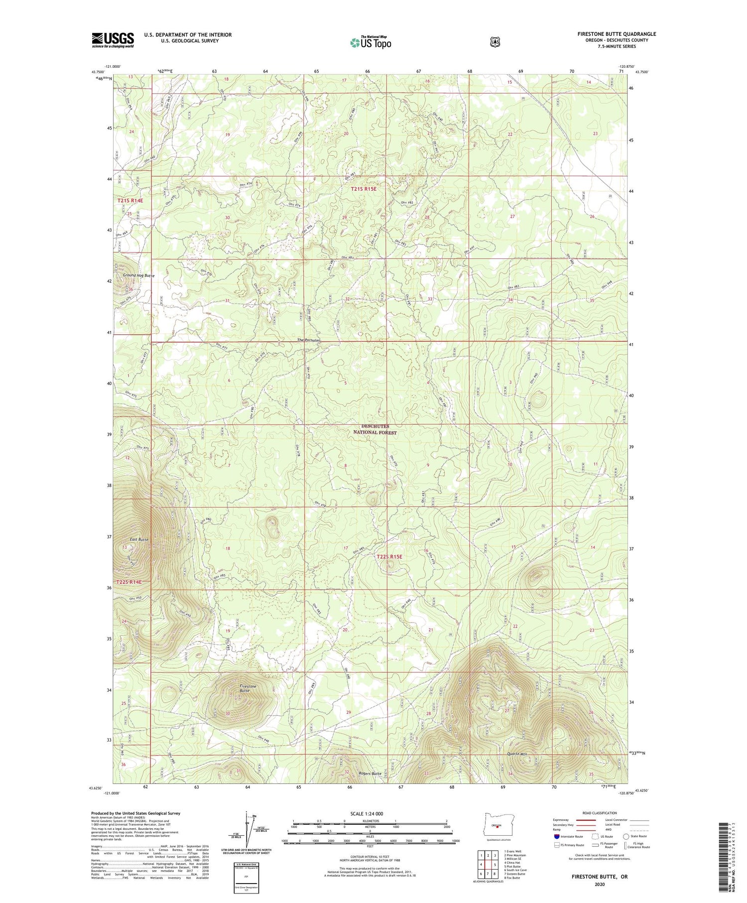 Firestone Butte Oregon US Topo Map Image