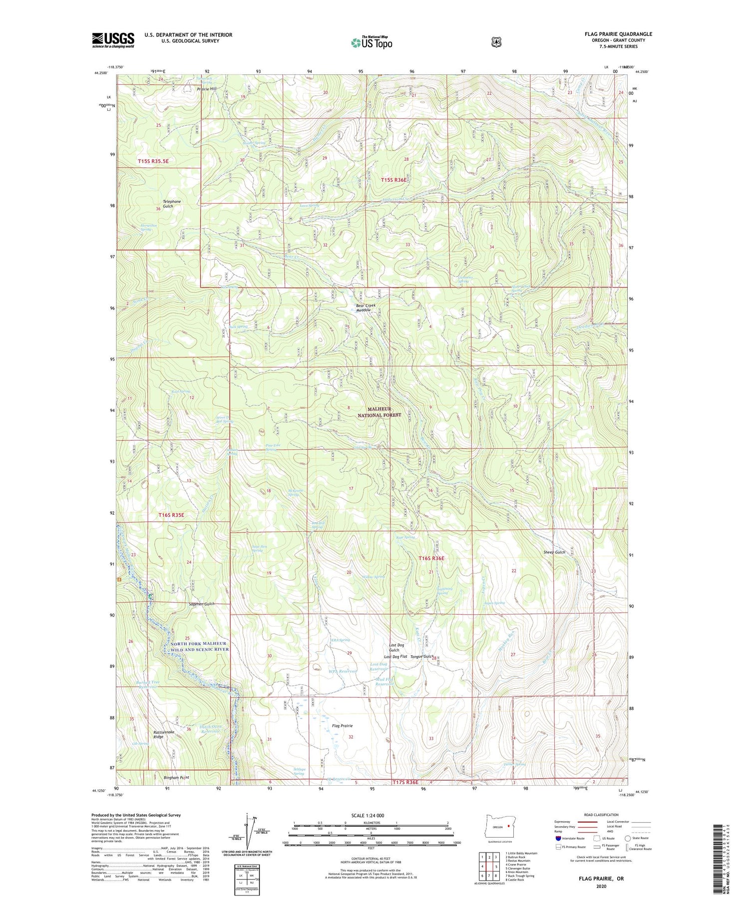 Flag Prairie Oregon US Topo Map Image