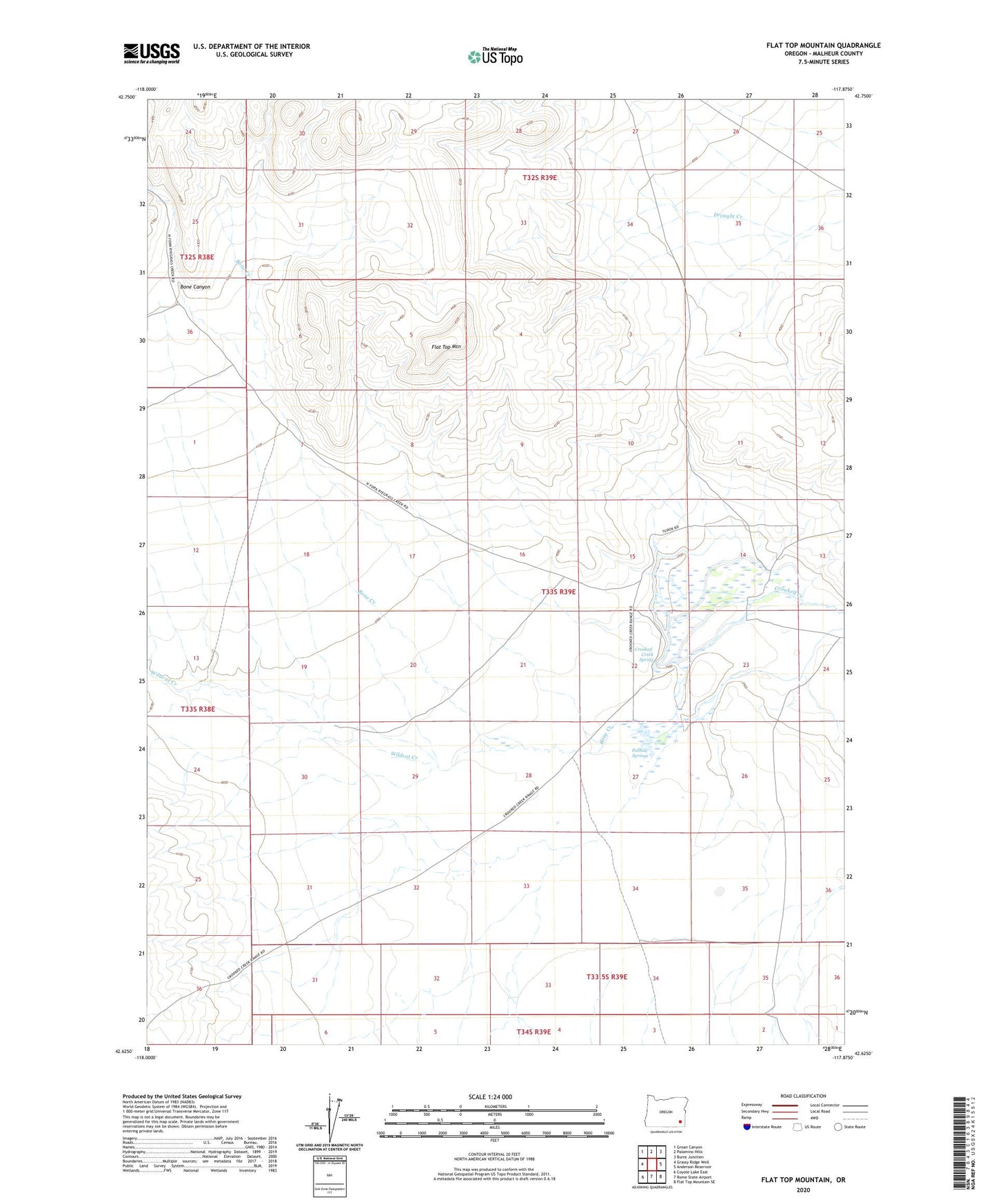 Flat Top Mountain Oregon US Topo Map Image
