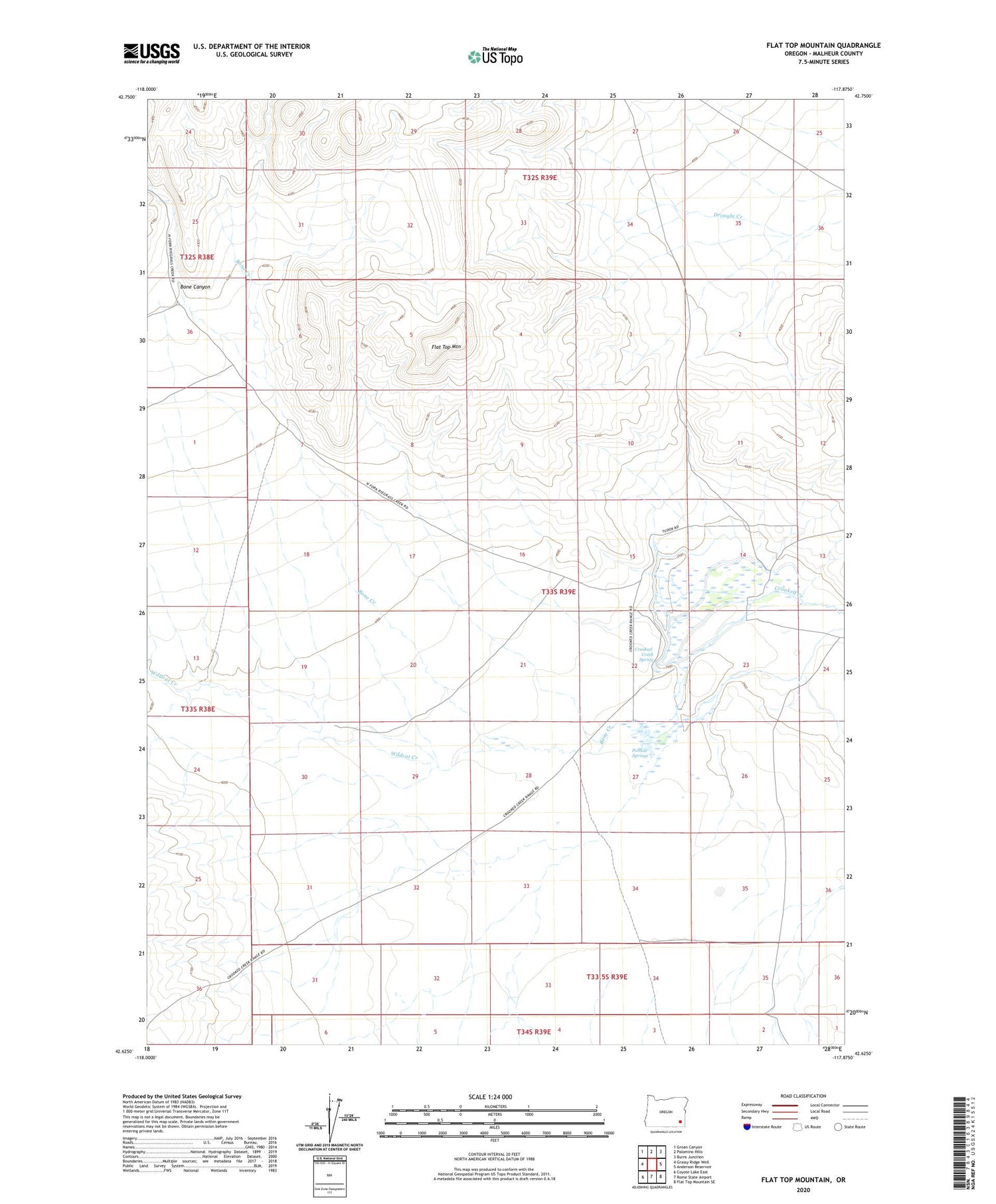 Flat Top Mountain Oregon US Topo Map Image